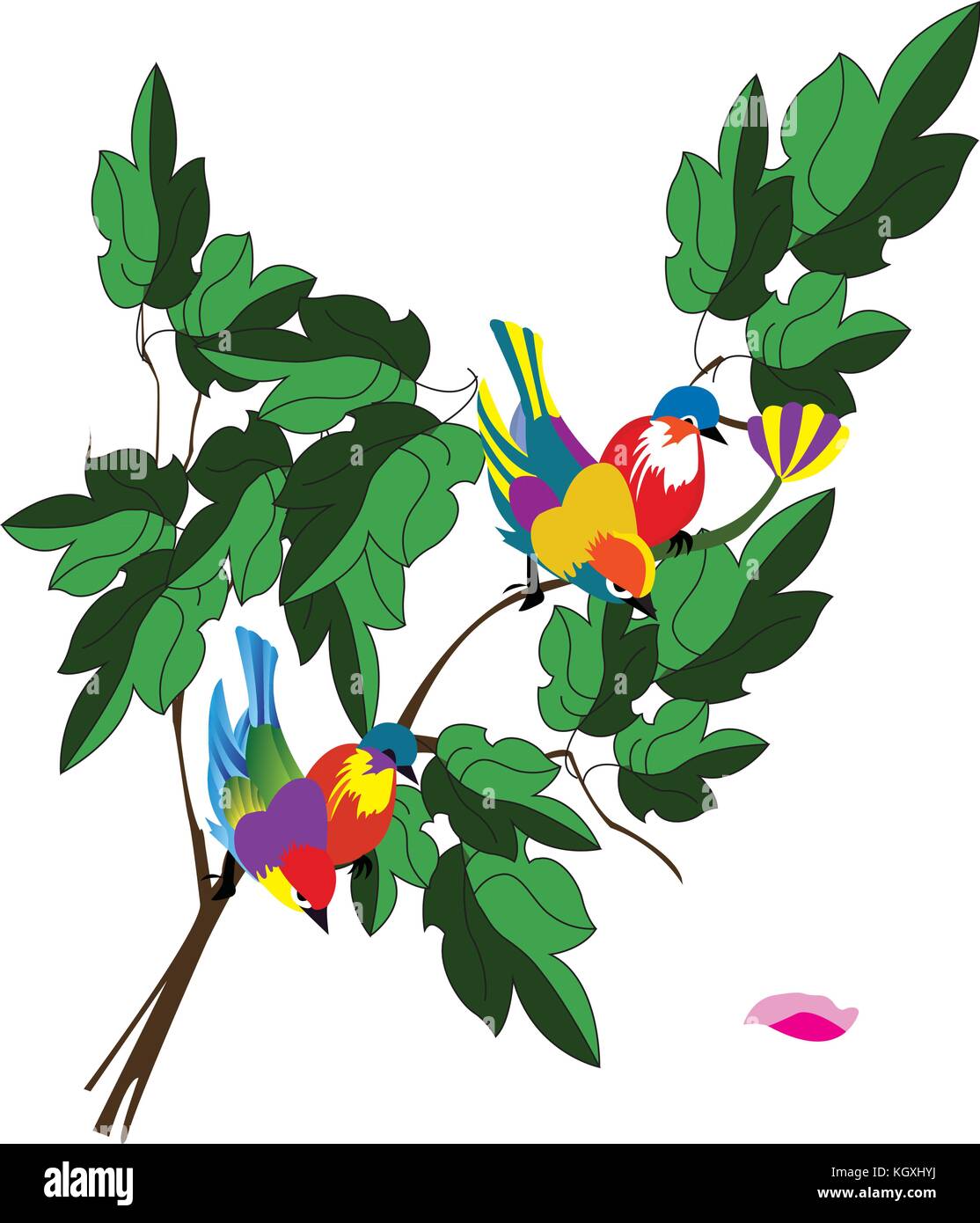 Les oiseaux et les Leafs Illustration de Vecteur