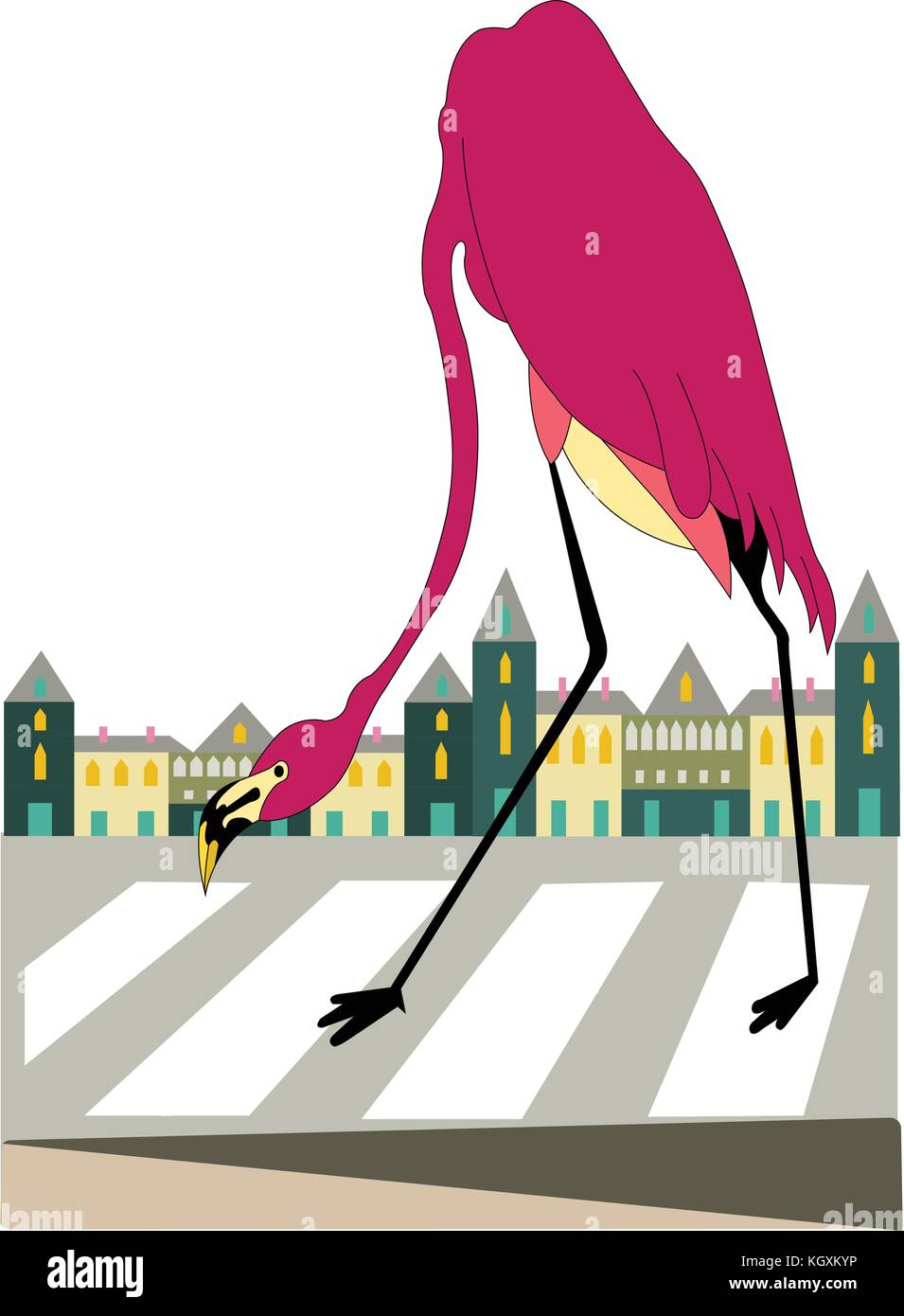 Traverser la rue flamingo Illustration de Vecteur