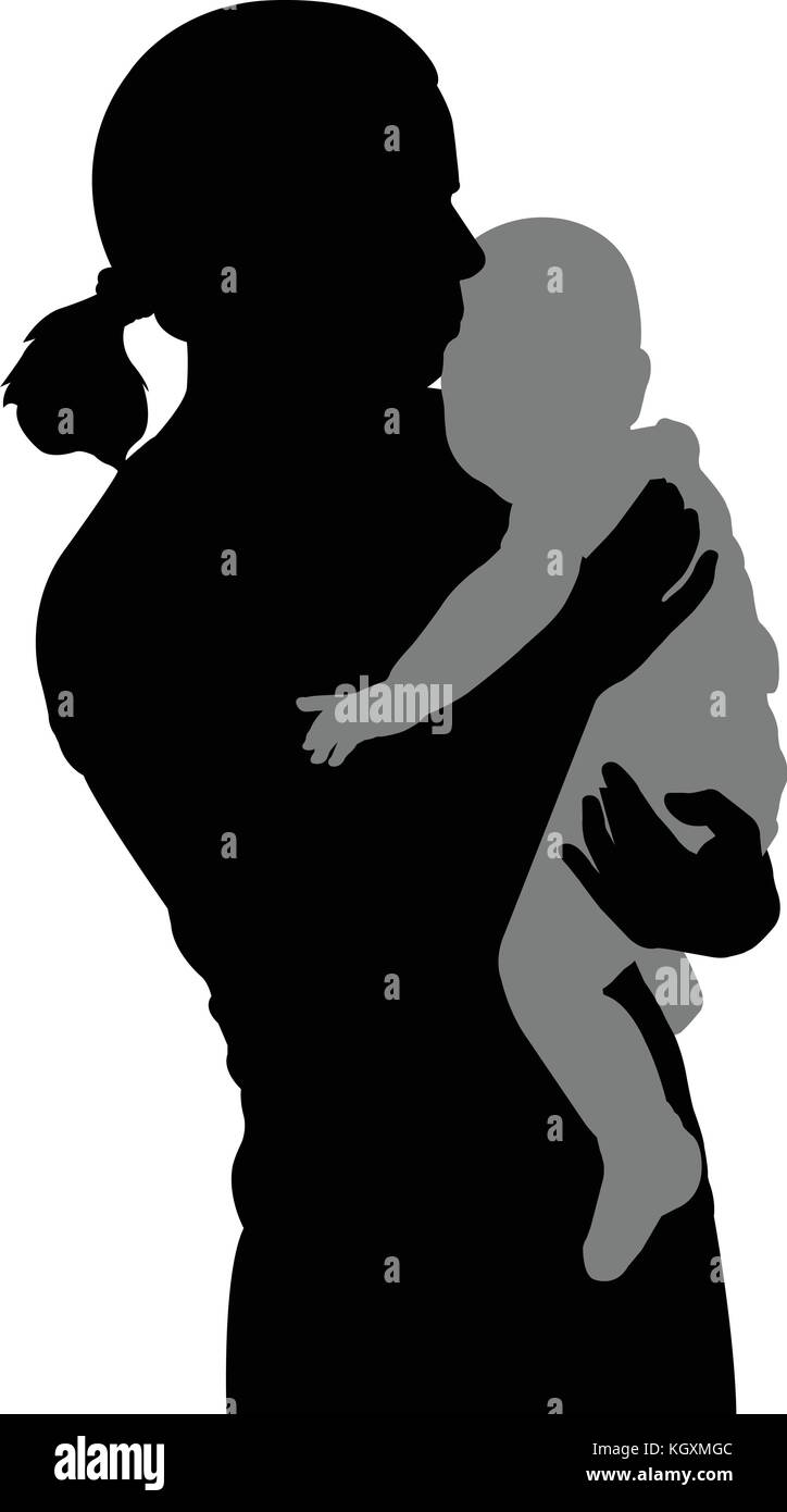 Mother holding baby silhouette - vector Illustration de Vecteur