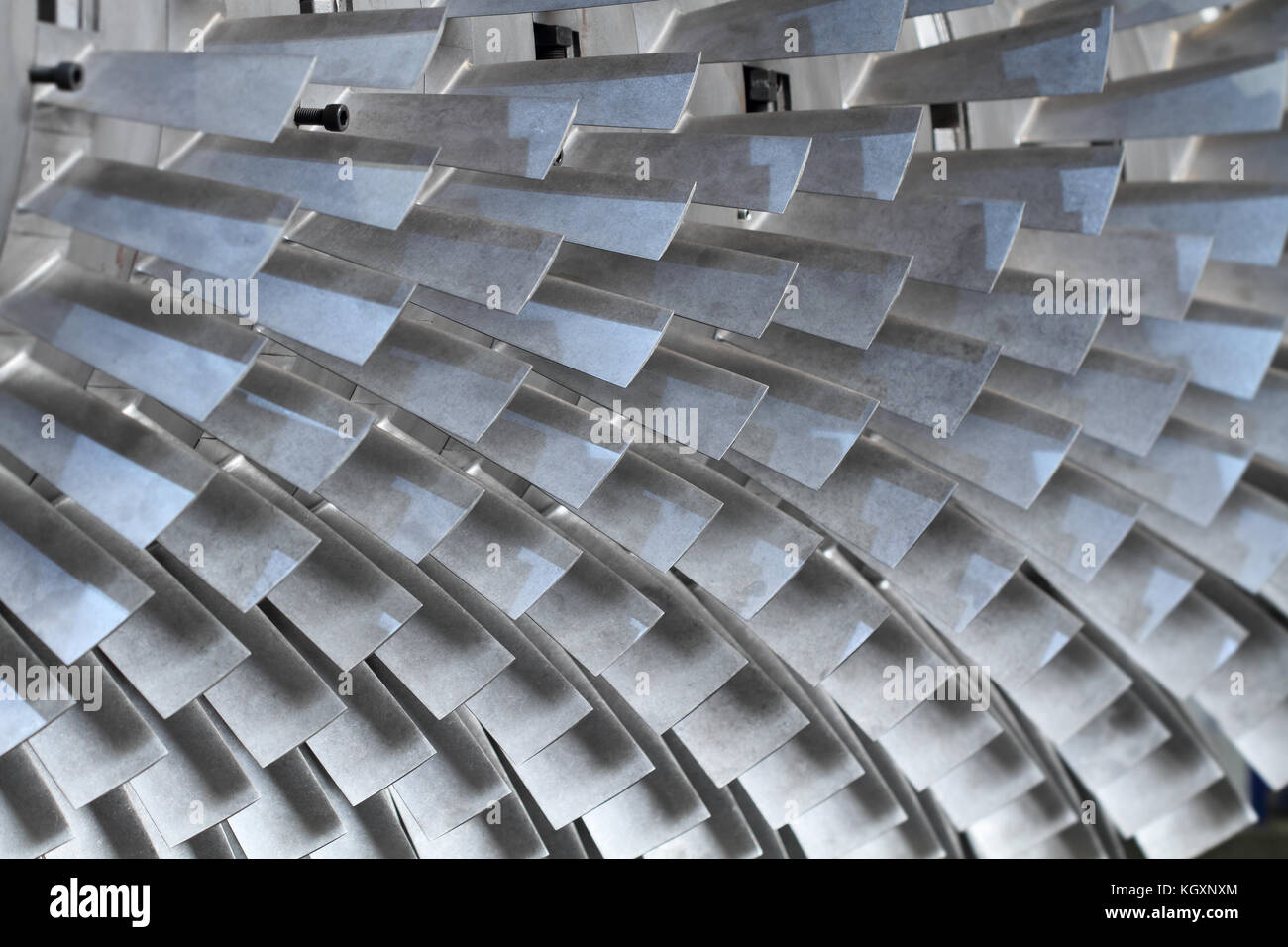 Des aubes de turbines industrielles texture background Banque D'Images