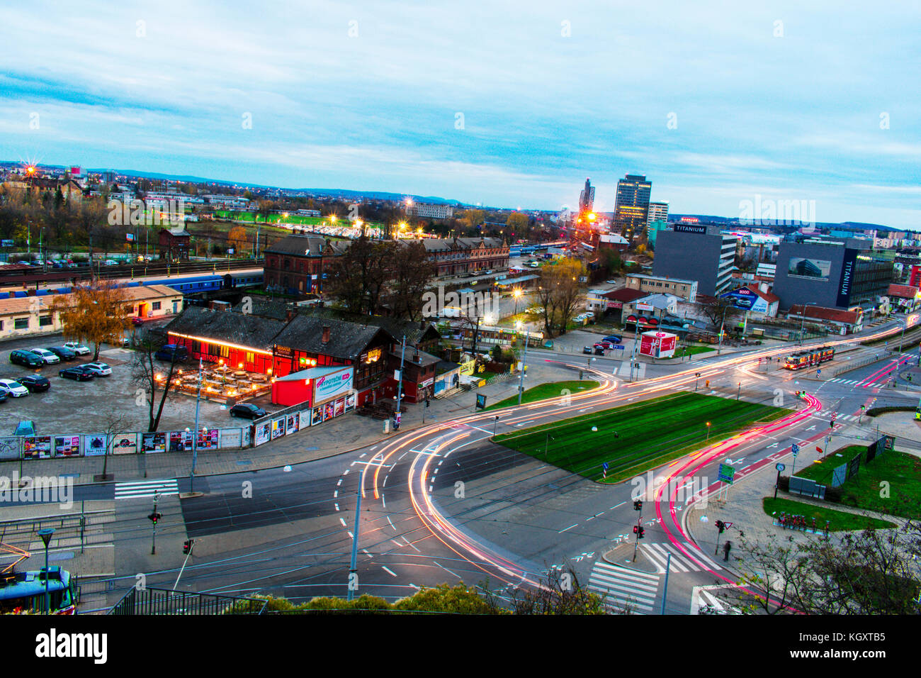 Le trafic de nuit Brno Banque D'Images