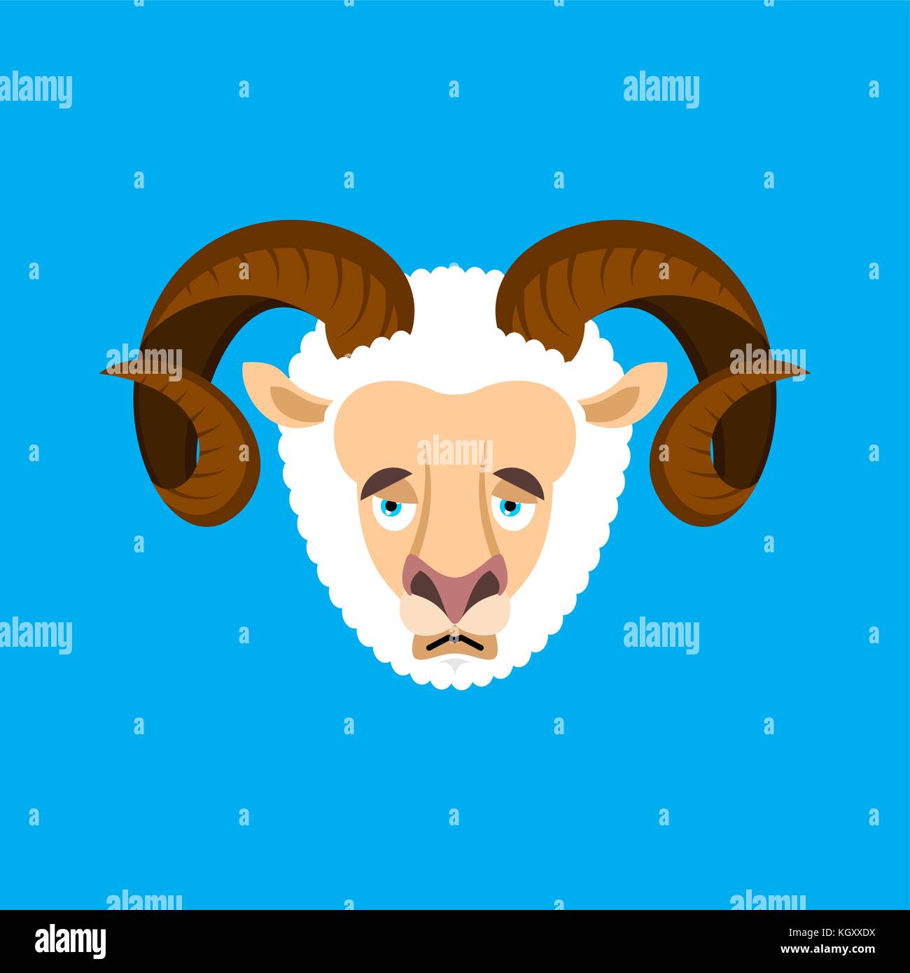 Ram visage triste avatar. sheep farm animal emoji chagrines. vector illustration Illustration de Vecteur