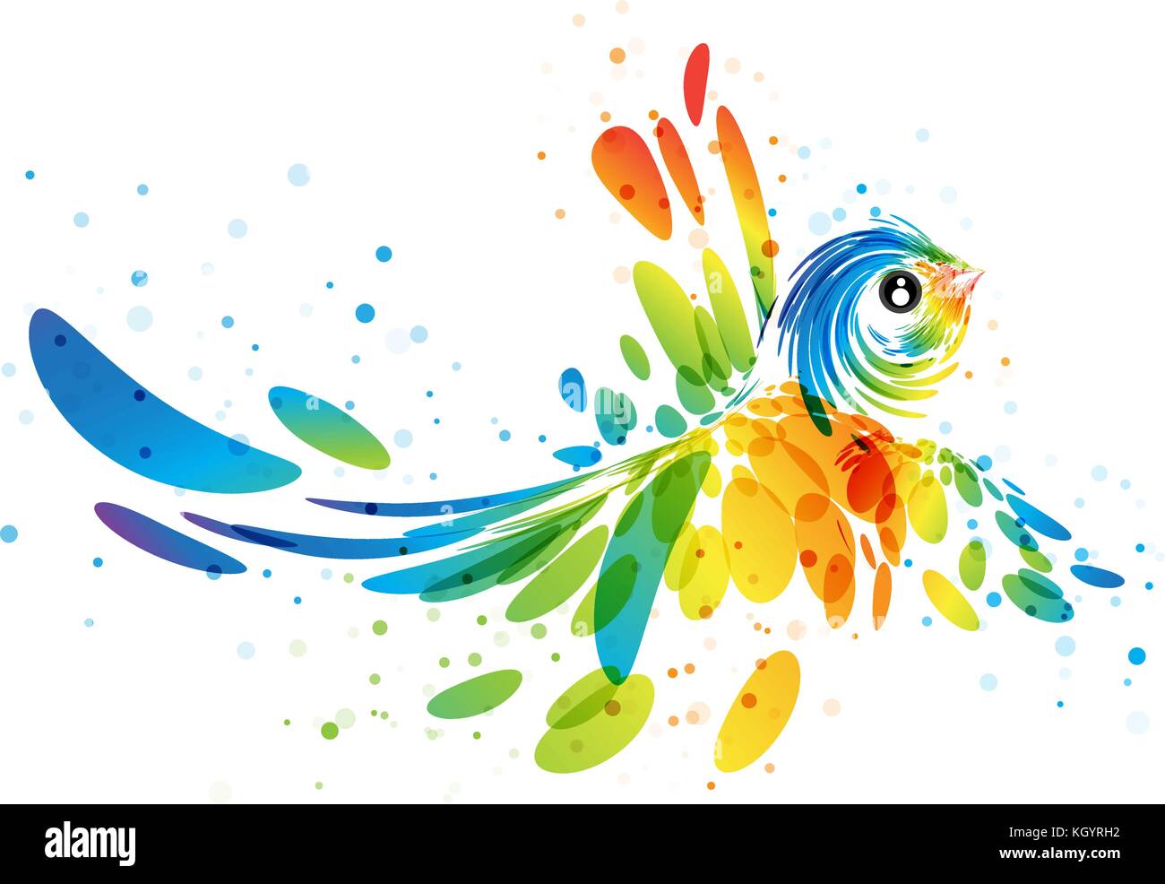 Résumé oiseau volant futuriste multicolore sur fond blanc, vector illustration Illustration de Vecteur