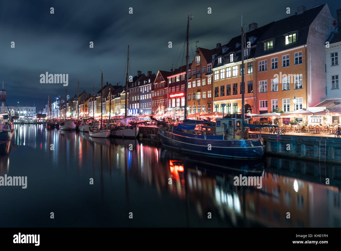 Une longue exposition à Nyhavn, Copenhague Banque D'Images