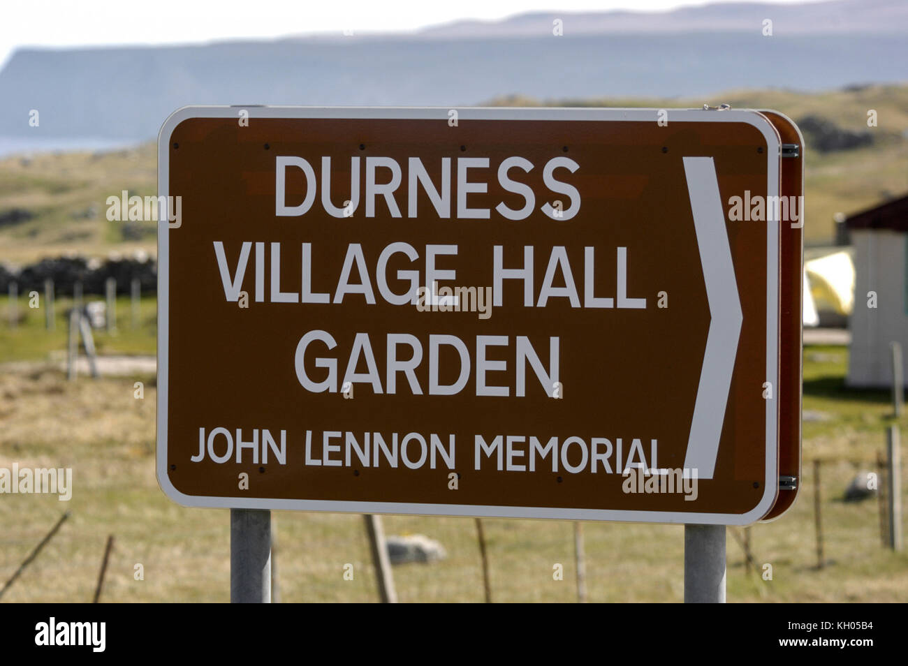 Durness village hall est un jardin mémorial de John Lennon sur la côte nord de l'Ecosse, Grande-Bretagne. ancien beatle, John Lennon a passé ses vacances, stayin Banque D'Images