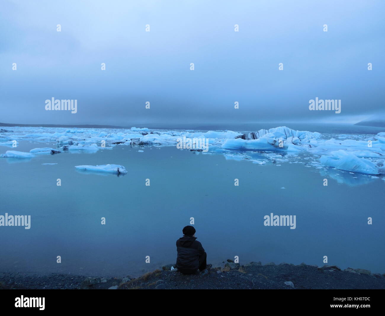 Le lac glaciaire Jökulsárlón dans le parc national du Vatnajökull , Islande, Europe Banque D'Images