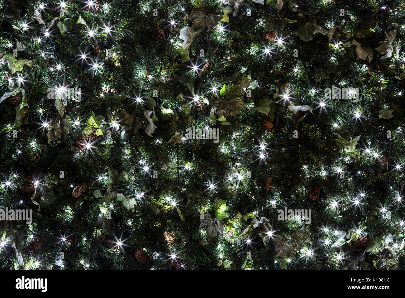 Les lumières de Noël et décorations background Banque D'Images