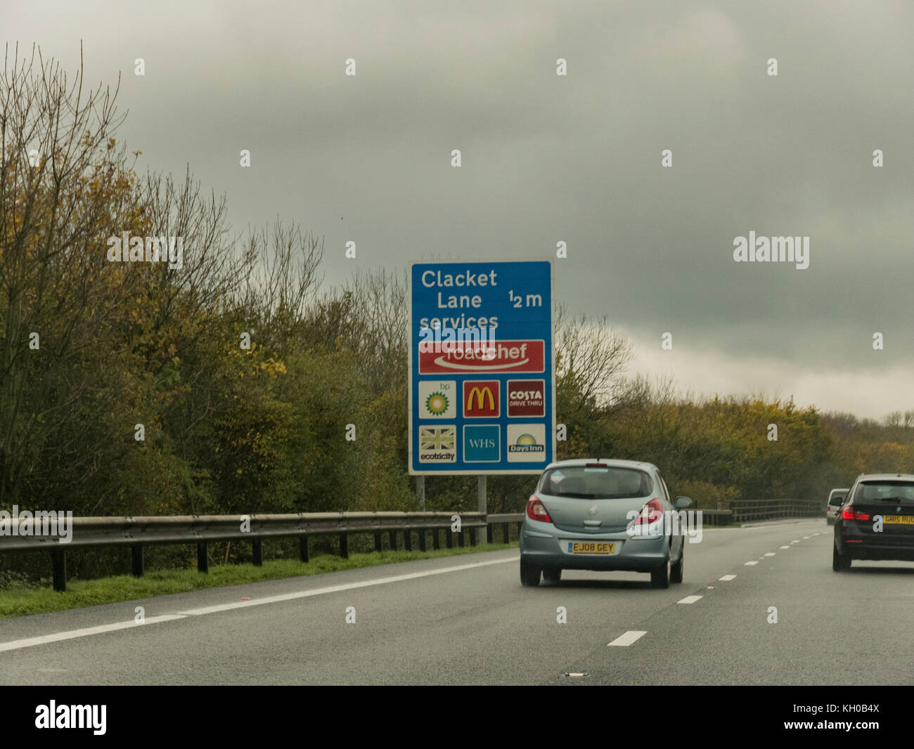 M25 clacket lane services junction Banque D'Images