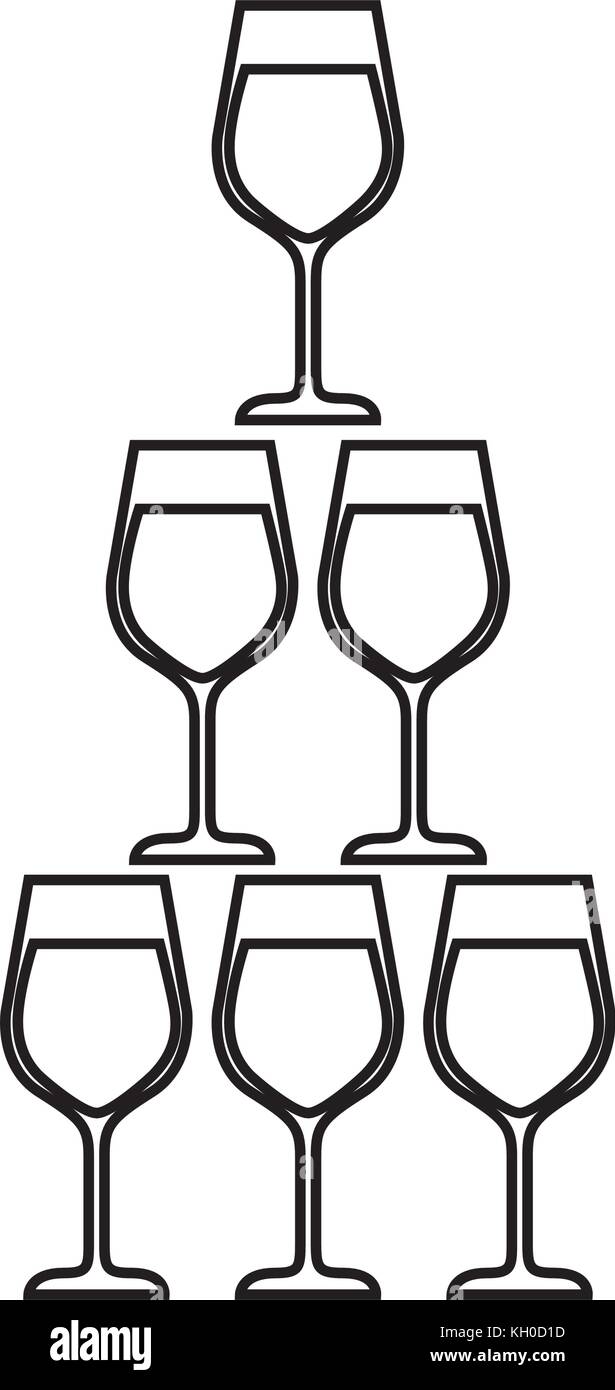 Pyramide de verre gobelets flûte champagne verre alcoolique Illustration de Vecteur