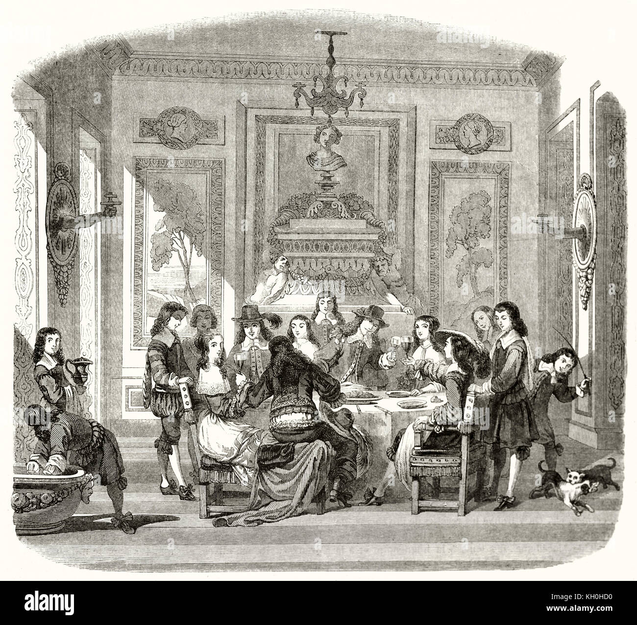Vieille Illustration Depeignant Des Personnes Ayant Un Repas La France Sous Louis Xiv La Regle Apres Lepautre Publ Sur Magasin Pittoresque Paris 1847 Photo Stock Alamy