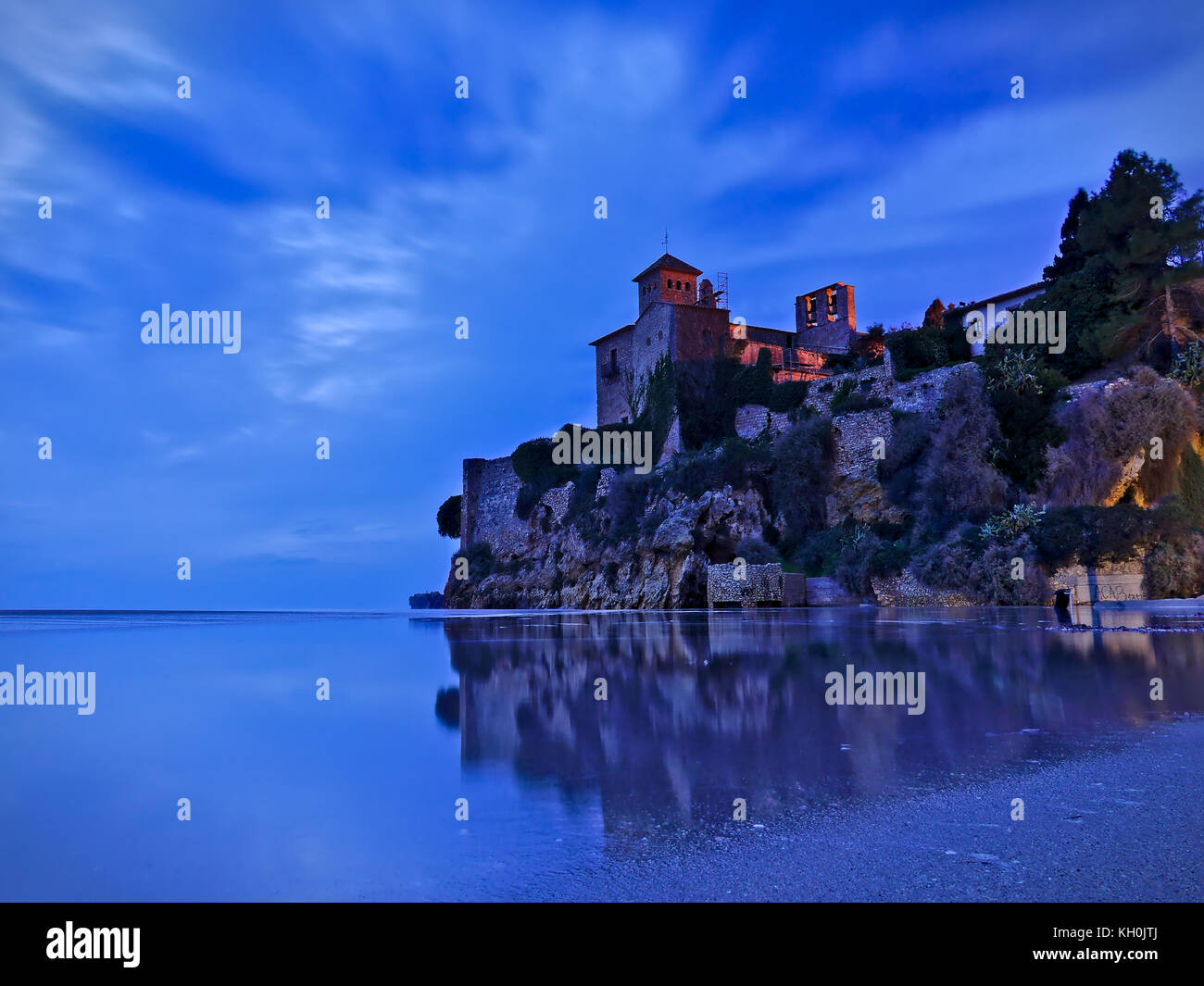 Paysage de nuit, Castillo de Tamarit, Costa dorada, Espagne, province de Tarragone Banque D'Images