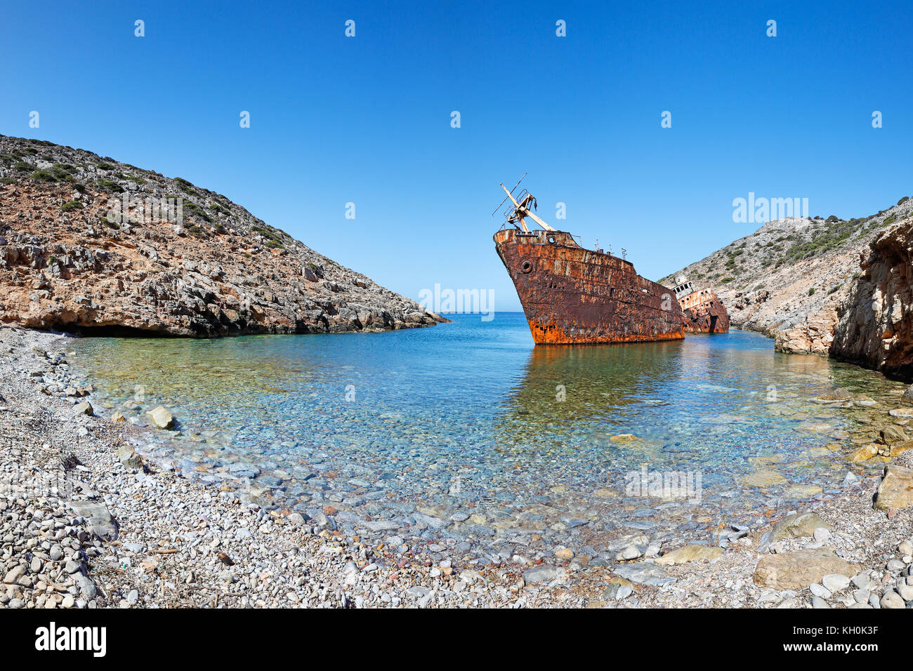 Olympia naufrage de l'île d'Amorgos dans les Cyclades, Grèce Banque D'Images