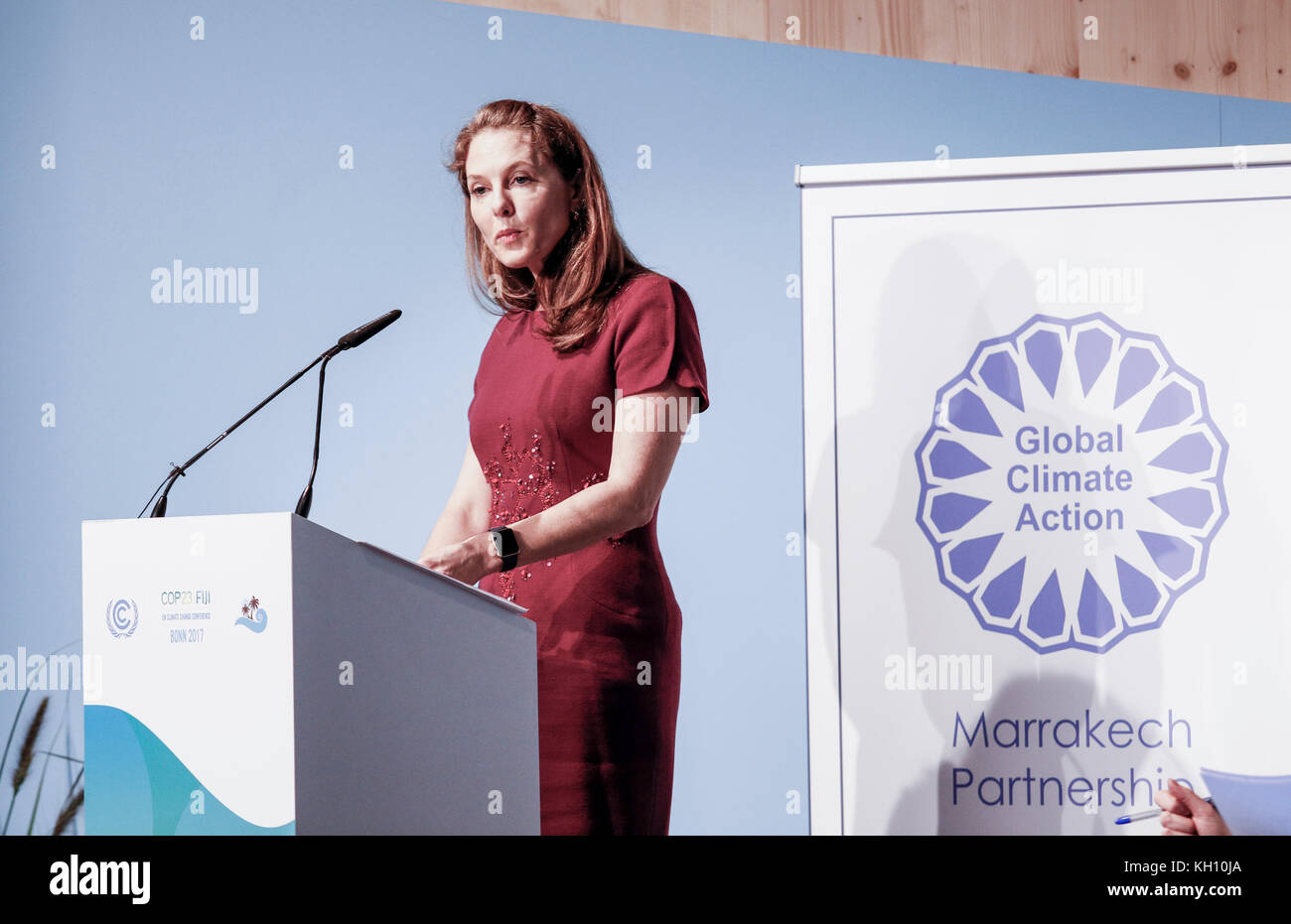 Bonn, Allemagne. 12 Nov, 2017. Princes Sarah Zeid de Jordanie lors de la COP23 Fidji conférence de Bonn, Allemagne le 12 novembre 2017. COP23 est organisé par Convention-cadre des Nations Unies pour le changement climatique. Fidji est titulaire de la présidence, au cours de cette réunion de Bonn. Credit : Dominika Zarzycka/Alamy Live News Banque D'Images