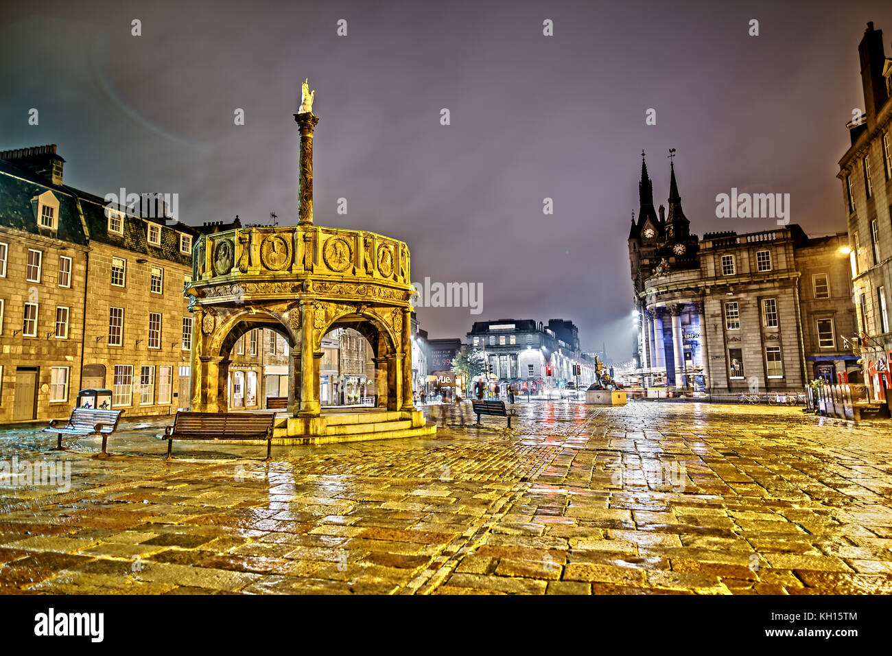 Mercat Cross à Aberdeen, Écosse la nuit Banque D'Images