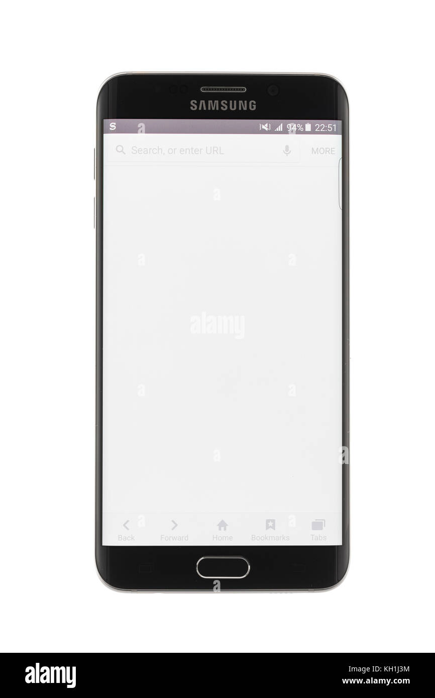 Varna, Bulgarie - octobre, 04, 2016: Studio tourné d'un smartphone noir Samsung Galaxy S6 Edge+, avec 16 MP, f 1,9, 28mm caméra, quadricœur 2,1 GHz et Banque D'Images