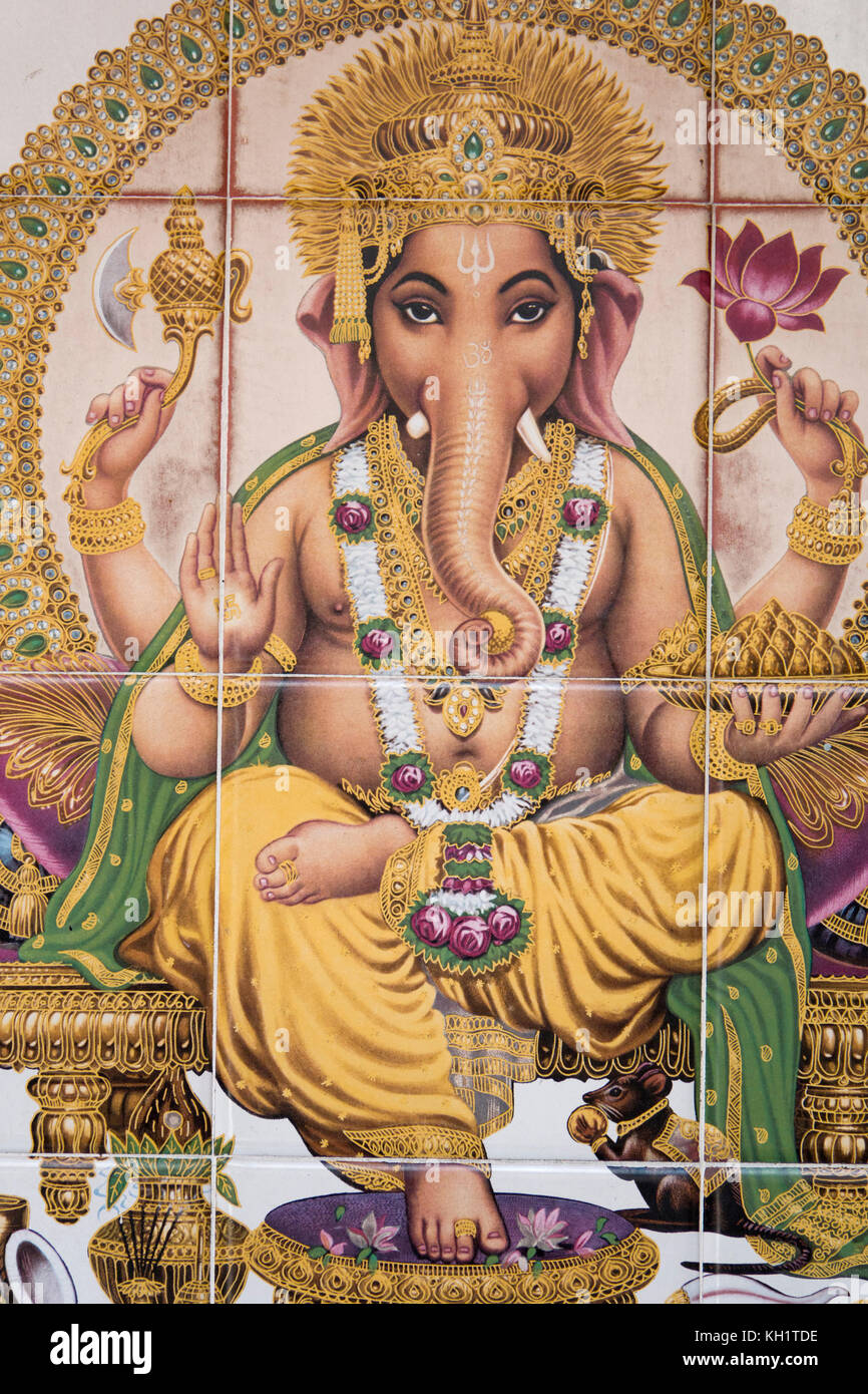 Tableau Toile 5 Pièces Ganesh Dieu éléphant Hindou - Déco Murale Neuve