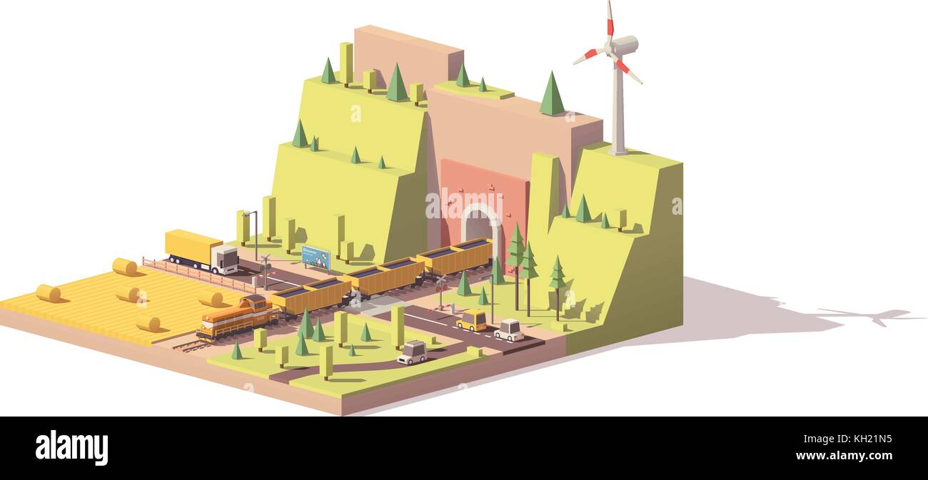 Passage à niveau poly faible vecteur Illustration de Vecteur