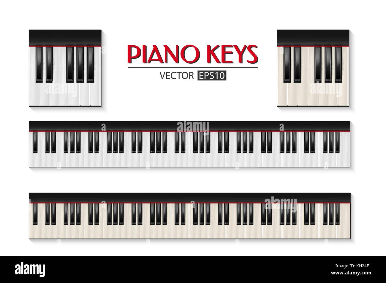 Clavier de piano photoréaliste vector icon set isolé sur fond blanc. modèle de conception en eps10. Illustration de Vecteur