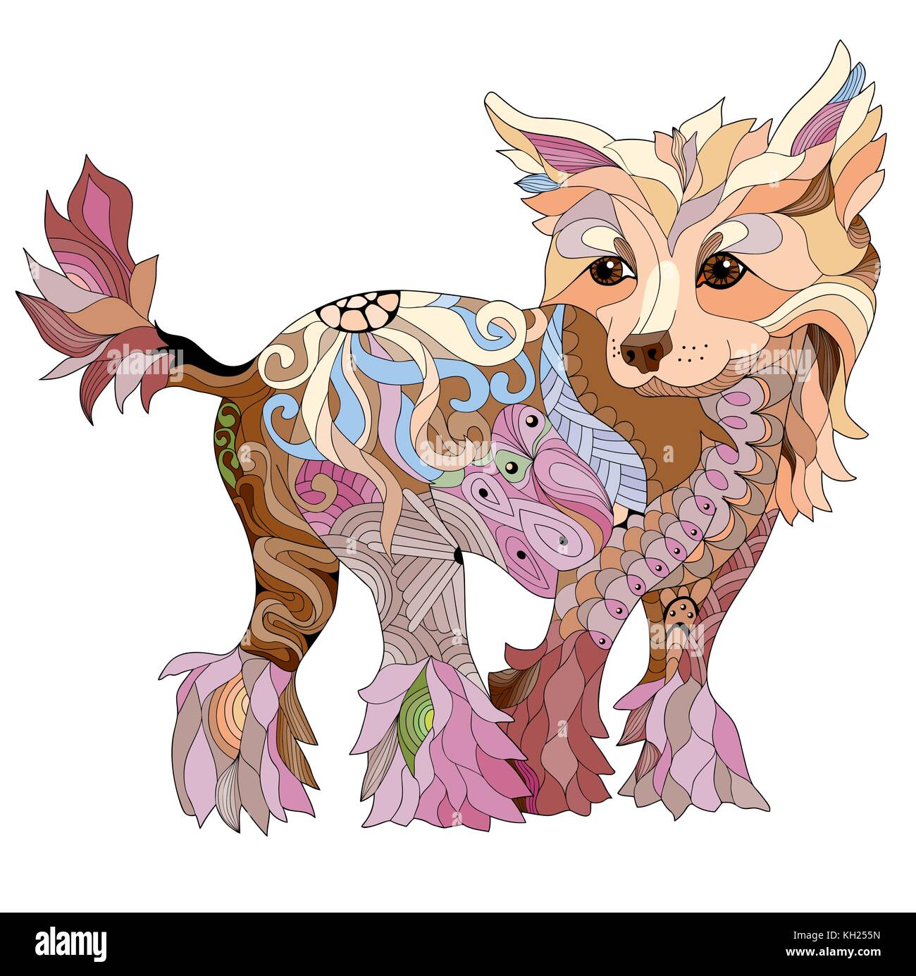 Zentangle chien stylisé. hand drawn vector illustration décorative Illustration de Vecteur
