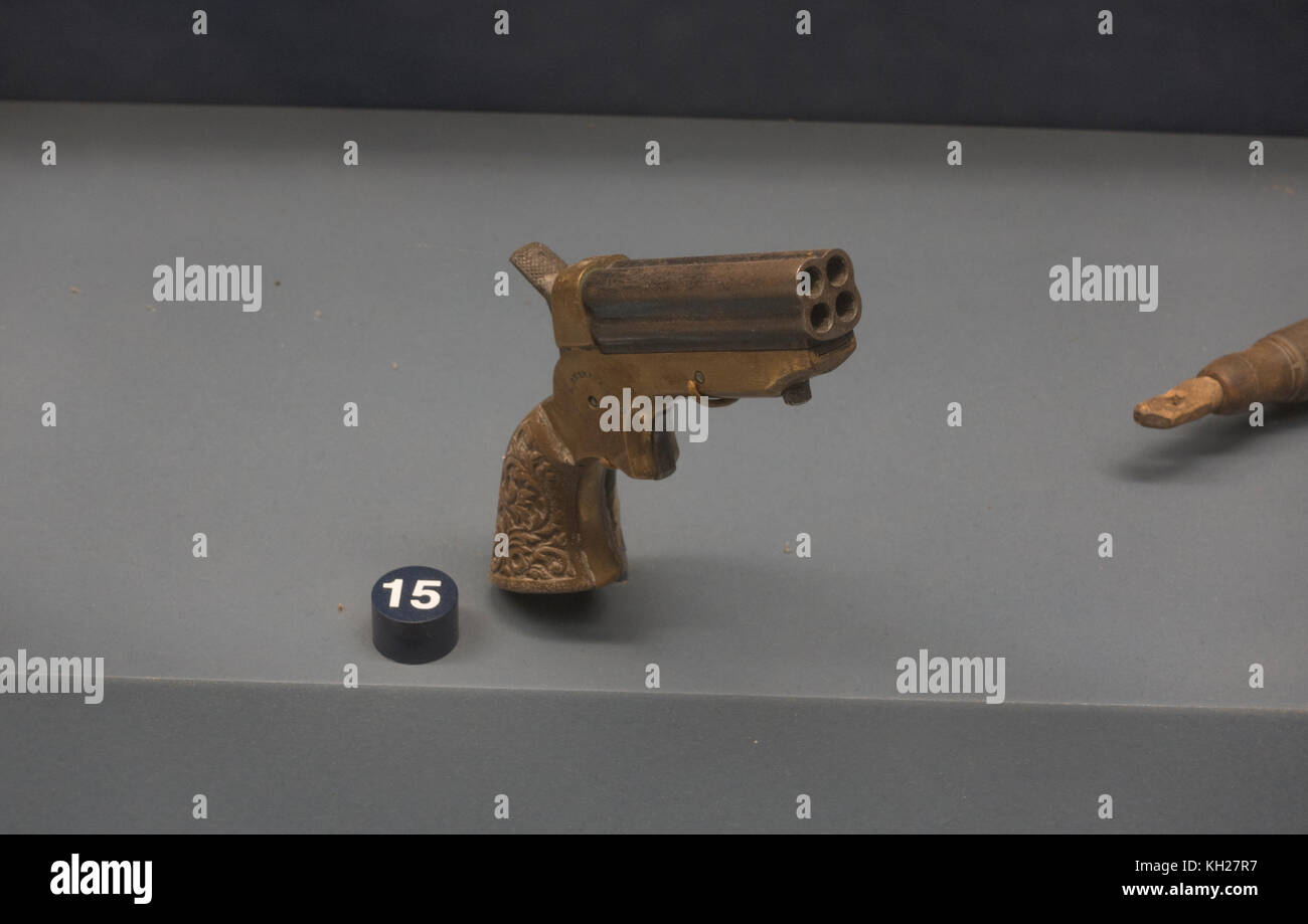 Un Ambrotype quatre baril .22 'poivrière derringer' , National Civil War Museum, Lincoln Circle, Harrisburg, PA, United States. Banque D'Images