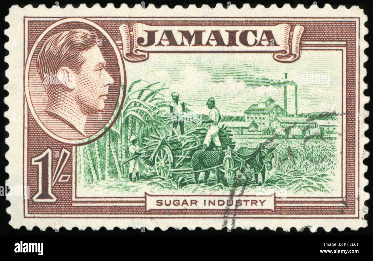 Jamaïque - circa 1981 : timbre imprimé en Jamaïque montre la Journée mondiale de l'alimentation, de l'industrie du sucre, vers 1981 Banque D'Images