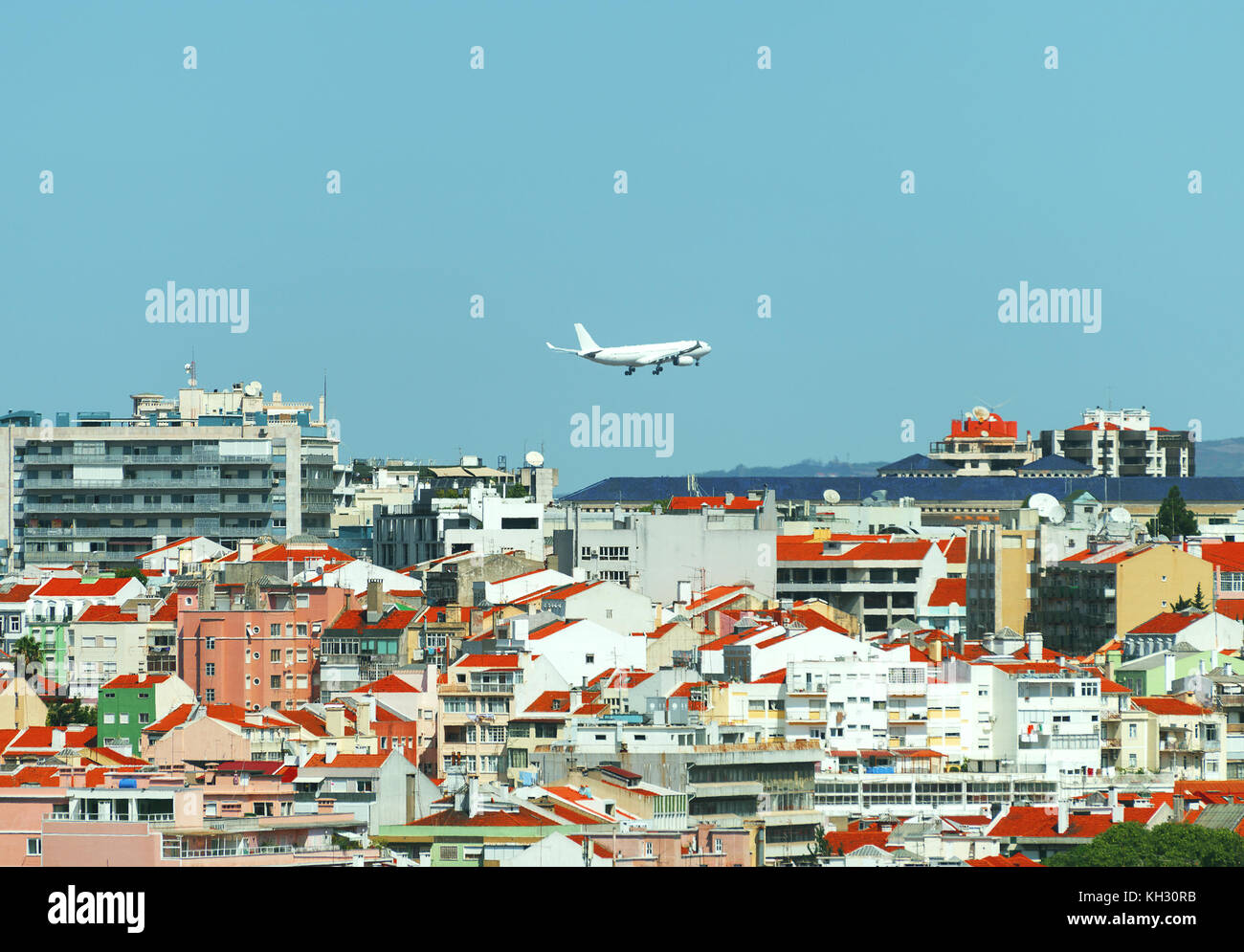 Vue aérienne du centre-ville de Lisbonne. Banque D'Images