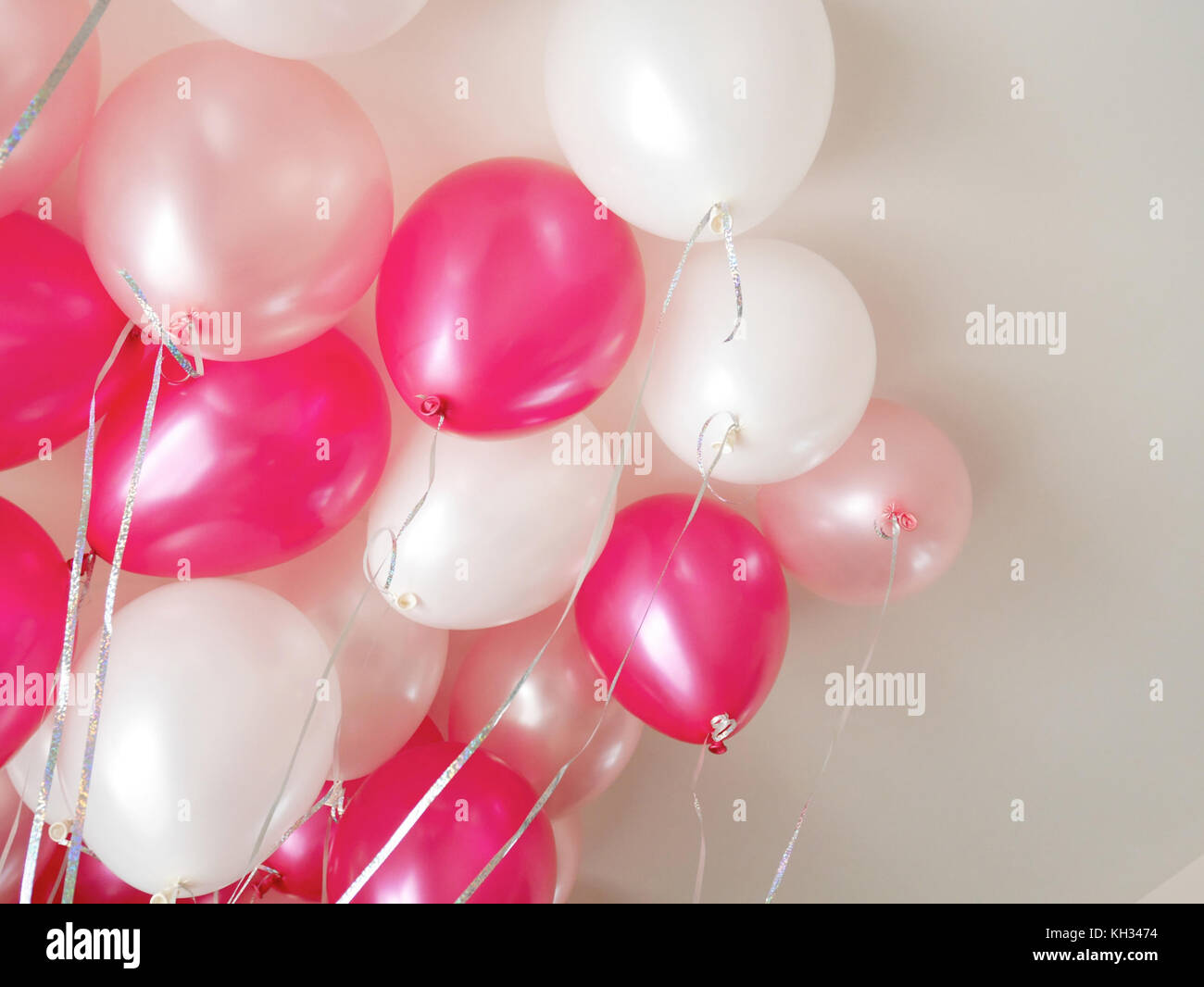 Ballons roses et blancs doux pour partie de la décoration de l'intérieur Banque D'Images