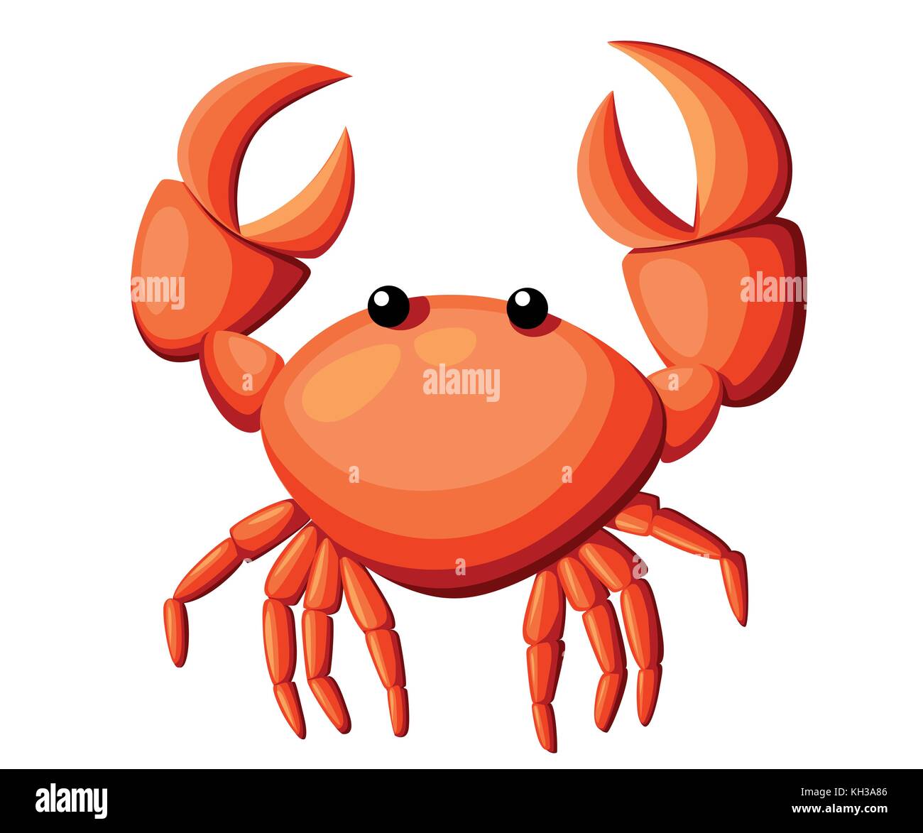 Crabe rouge coloré. vector illustration design plat créature marine shell icône crabe. isolé sur fond blanc avec des griffes d'animaux d'eau. Illustration de Vecteur