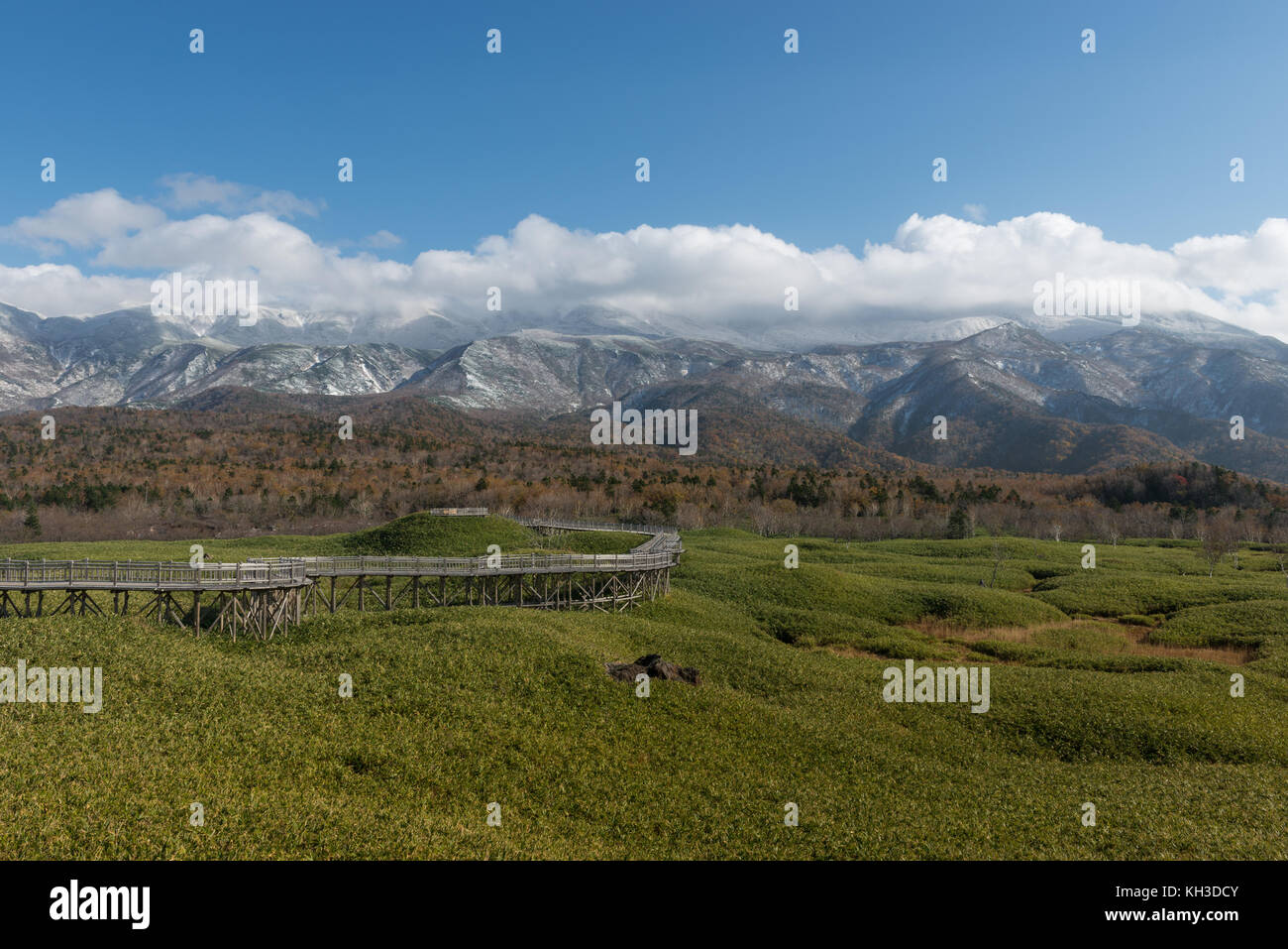 La demande pour les randonneurs au rendez-vous de Shiretoko Ko lacs (lacs), cinq de Shiretoko Shari, Hokkaido, Japon Banque D'Images