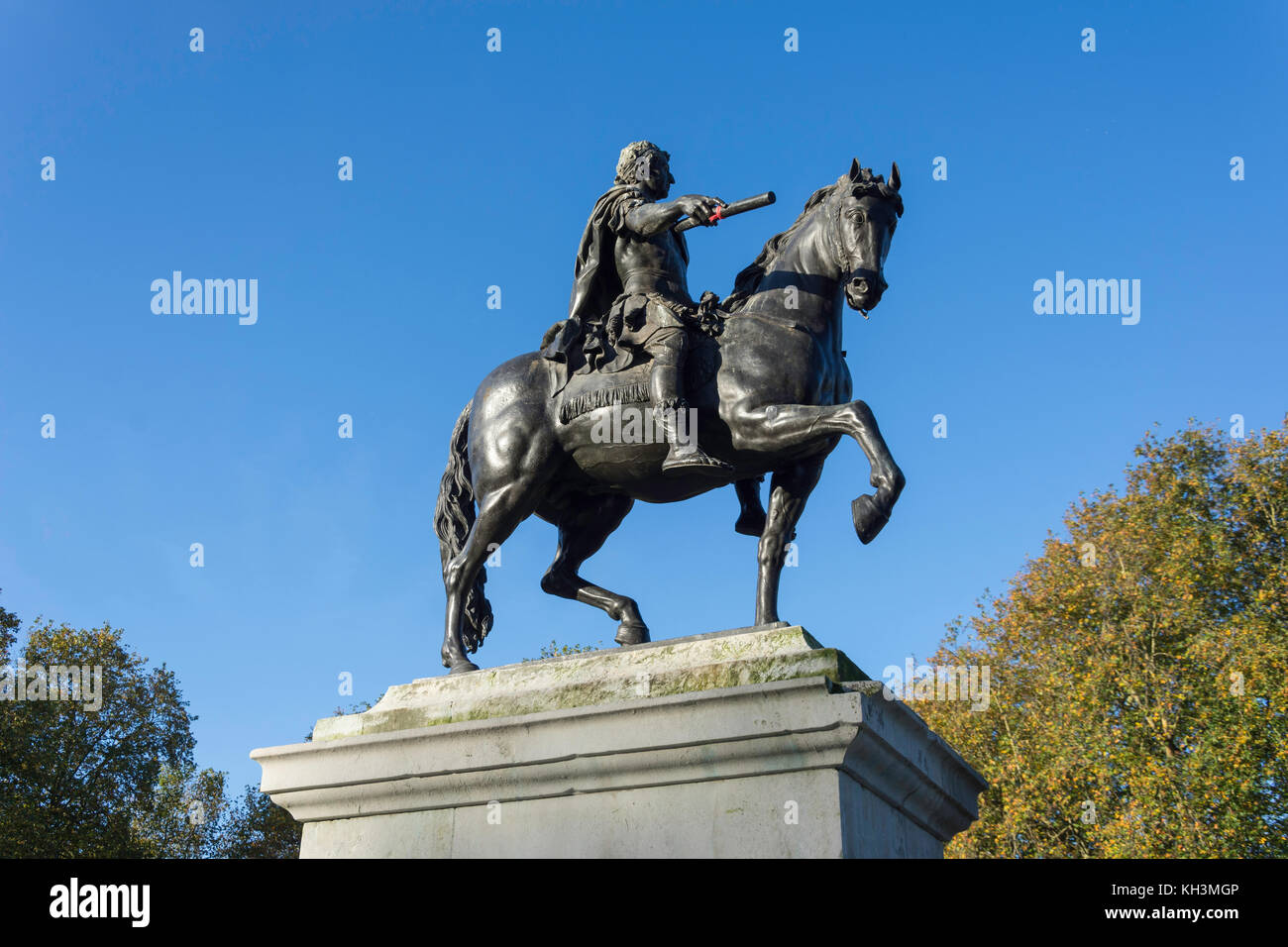 Statue équestre du roi William III sur Queen Square, Vieille Ville, Bristol, Angleterre, Royaume-Uni Banque D'Images