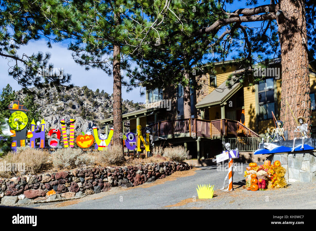 Fun Halloween decorations en juin Lake en Californie dans l'Est de la Sierra Nevada de Californie Banque D'Images