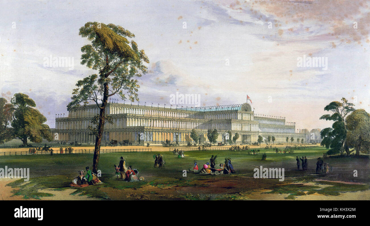 1851 La grande exposition à Hyde Park. Grande exposition de 1851 Le Palais de Cristal du nord au cours de l'Exposition Universelle de 1851. Banque D'Images