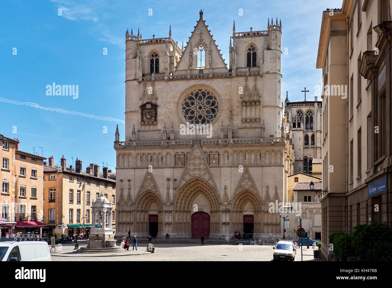 La Cathédrale de Lyon à la place Saint-Jean, Lyon, France Banque D'Images