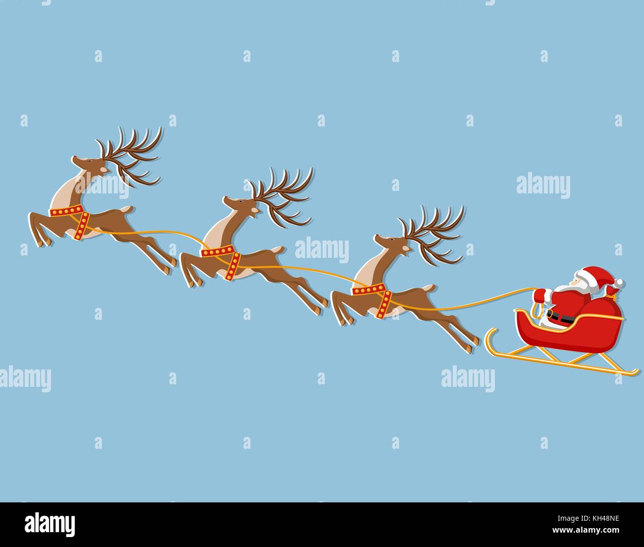 Noël Nouvel an. photo d'un chevreuil, traîneau et le père Noël. en couleur.  couper dans du papier blanc avec une illustration de l'ombre Image  Vectorielle Stock - Alamy