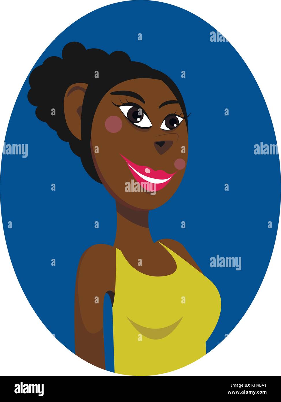 Gros plan avec le portrait d'une fille afro-américaine souriante avec du rose lèvres Illustration de Vecteur