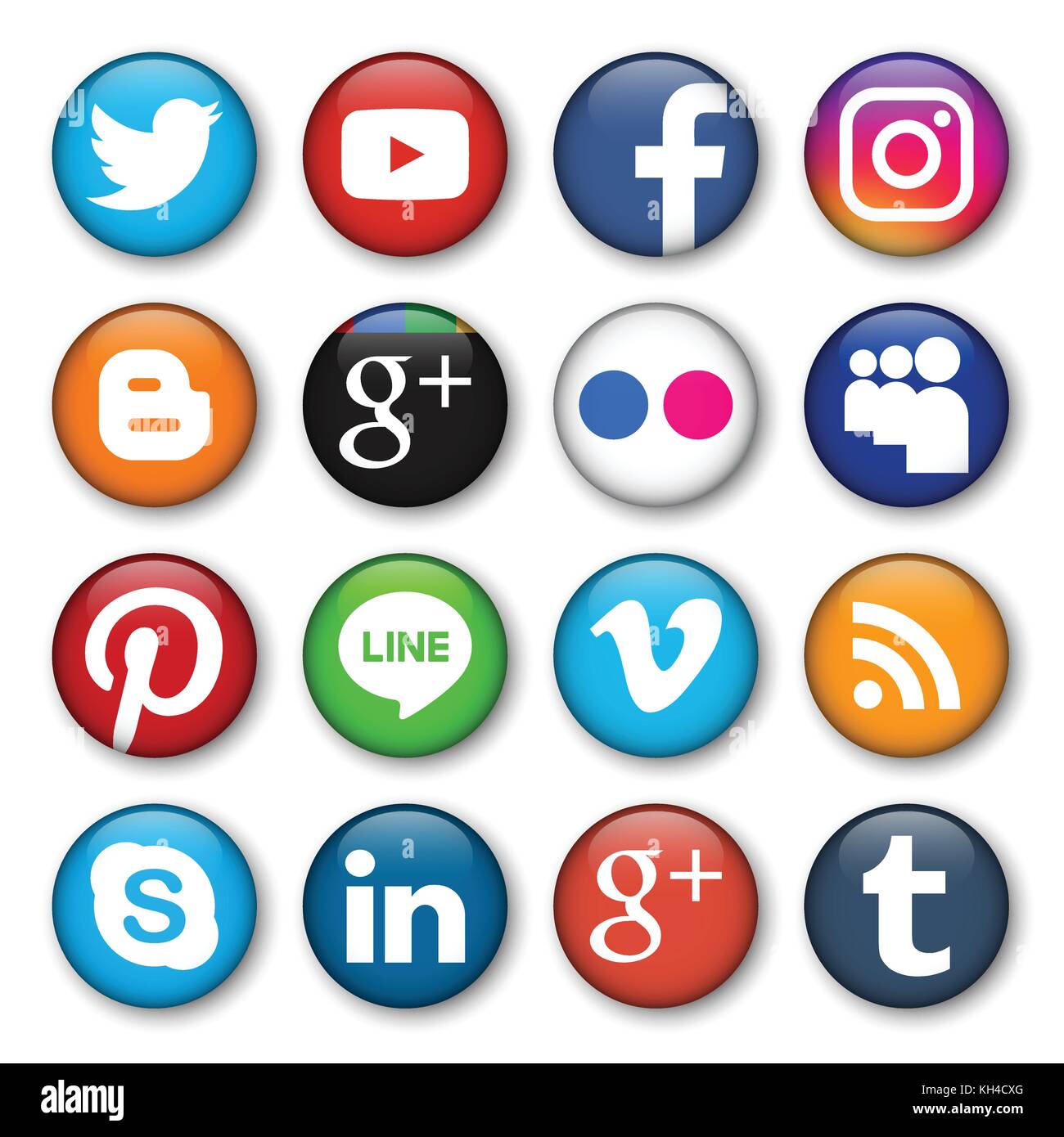 Phitsanulok, THAÏLANDE - 12 novembre 2017 : un vecteur ensemble de médias sociaux populaires botton glow l'icône . Illustration de Vecteur