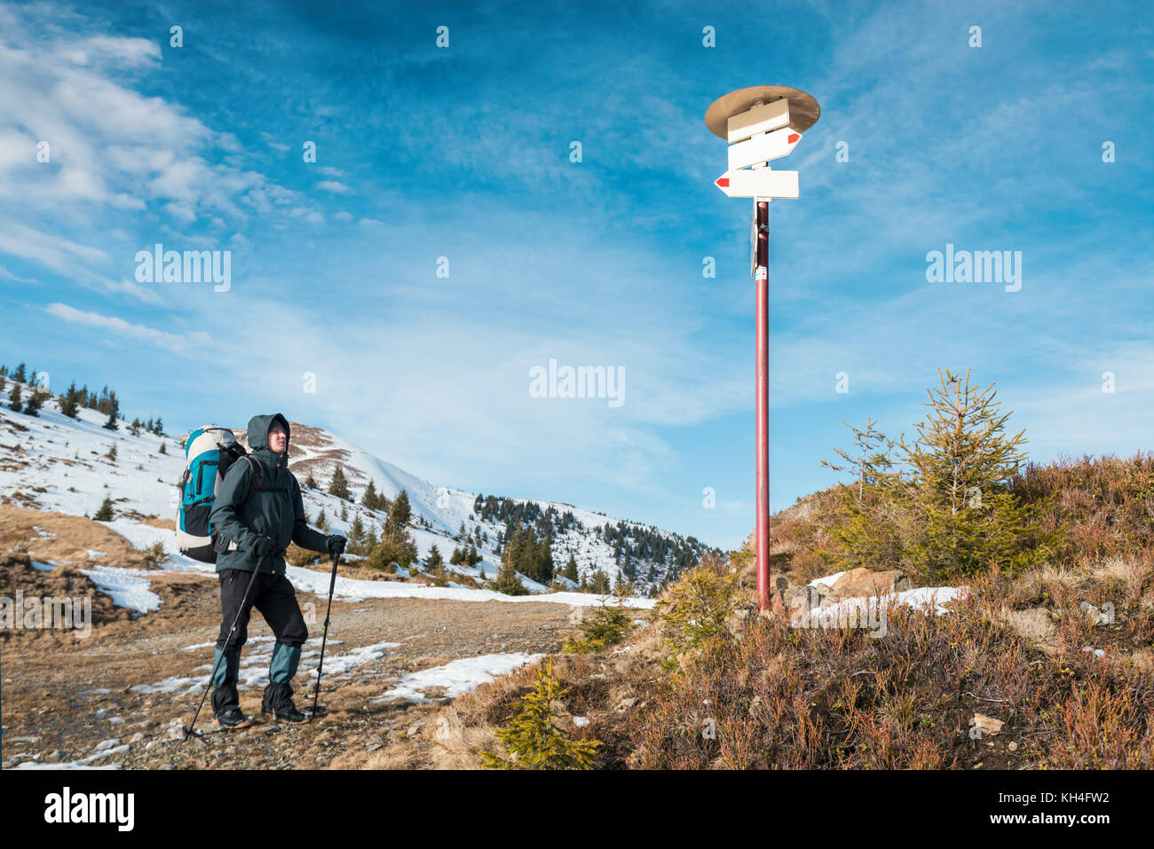 Seul touriste avec un sac à dos Banque D'Images