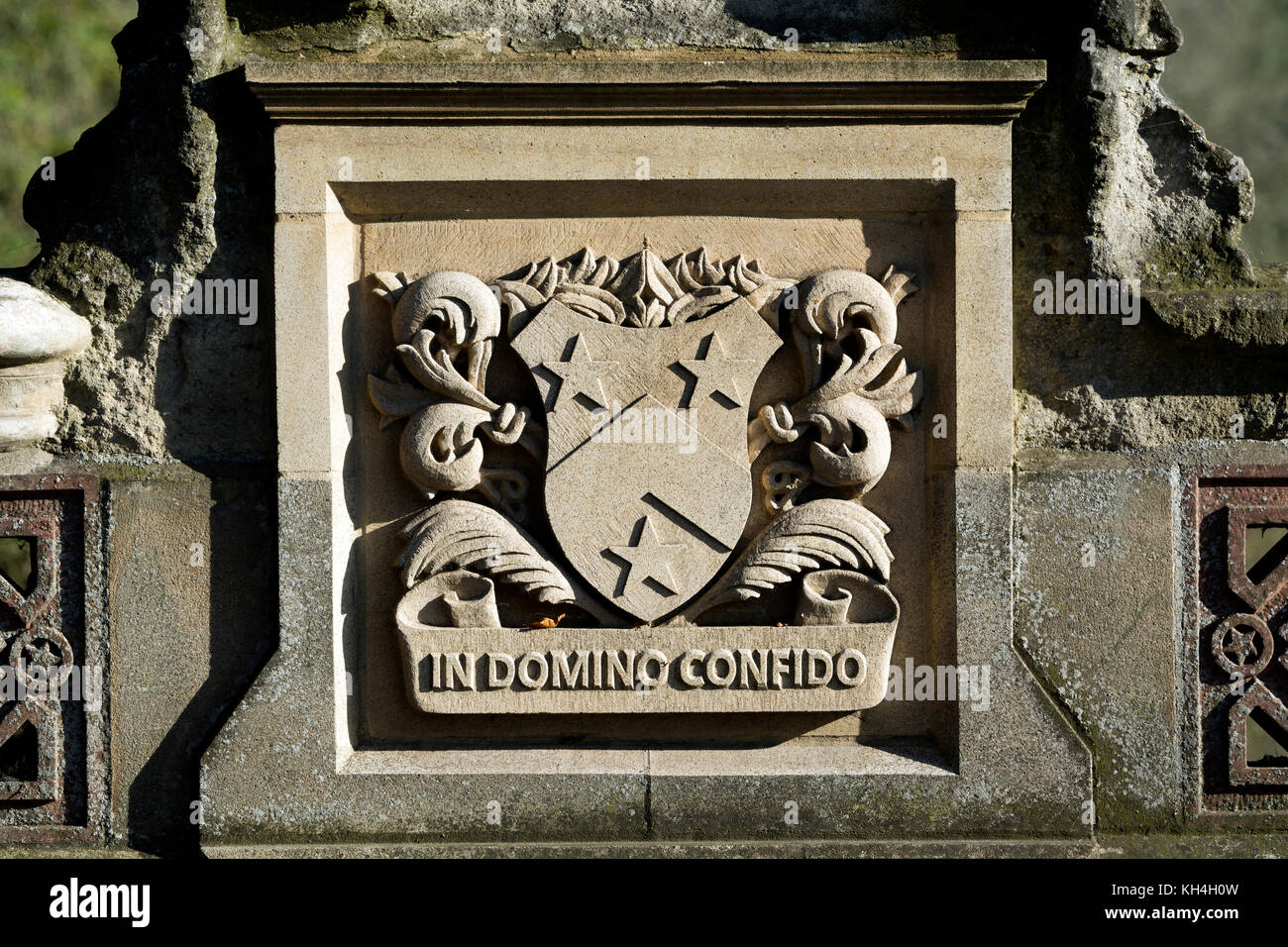 Armoiries de la famille Willes Willes Road Bridge, détail, Leamington Spa, Warwickshire, England, UK Banque D'Images