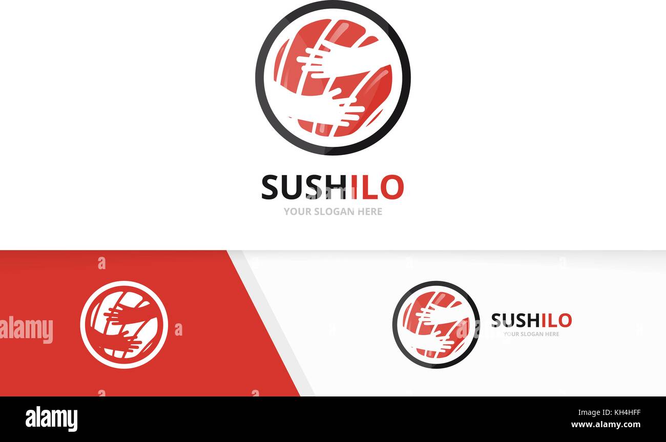 Logo vectoriel sushi et mains combinaison. La nourriture japonaise et  embrasser un symbole ou icône. Fruits de mer unique et modèle de conception  de logo hug Image Vectorielle Stock - Alamy
