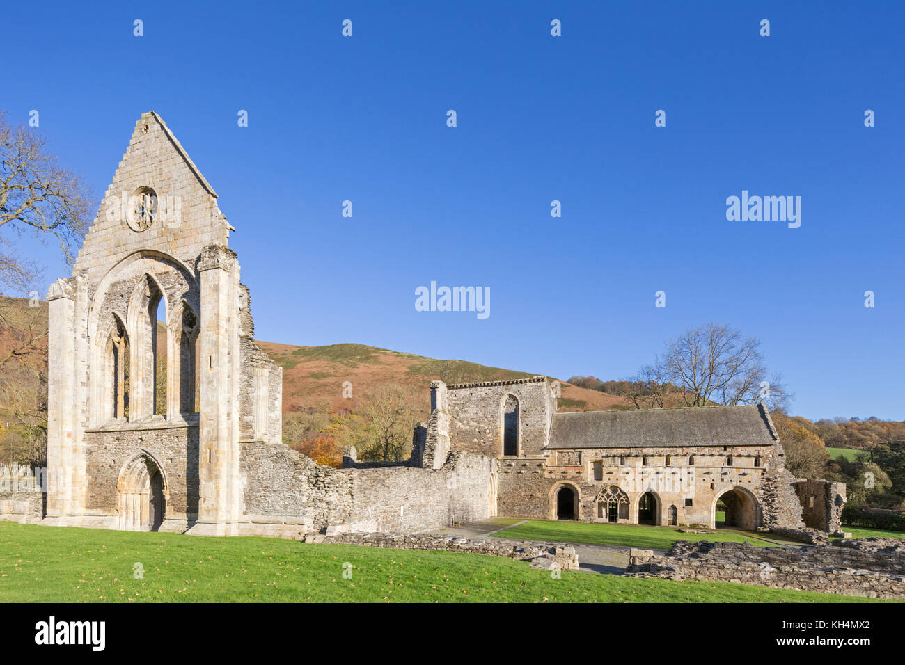 L'automne à l'abbaye Valle Crucis, Denbighshire, Wales, UK Banque D'Images