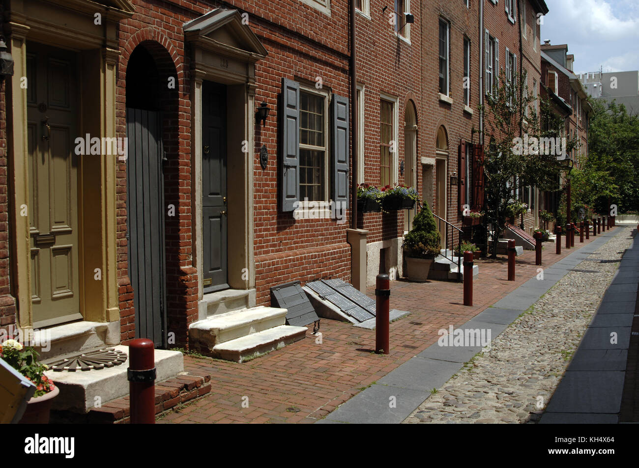 Usa. Philadelphie. Elfreth's Alley. rue historique 'notre plus ancien quartier résidentiel street", 1702. style grégorien. New York. Banque D'Images