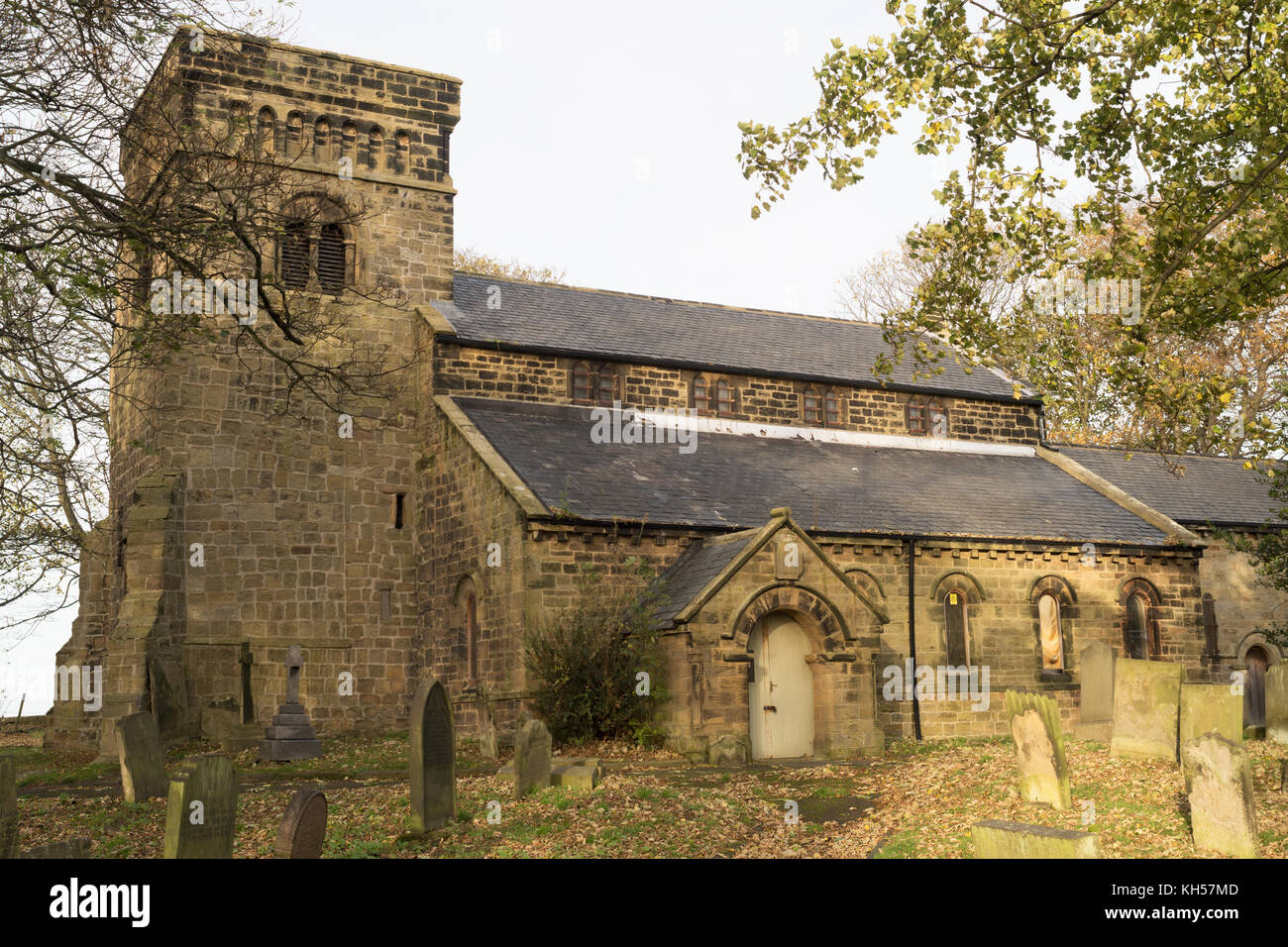 La façade sud de l'église de St Mary, Woodhorn, près de Northumberland, Newbiggin, England, UK Banque D'Images