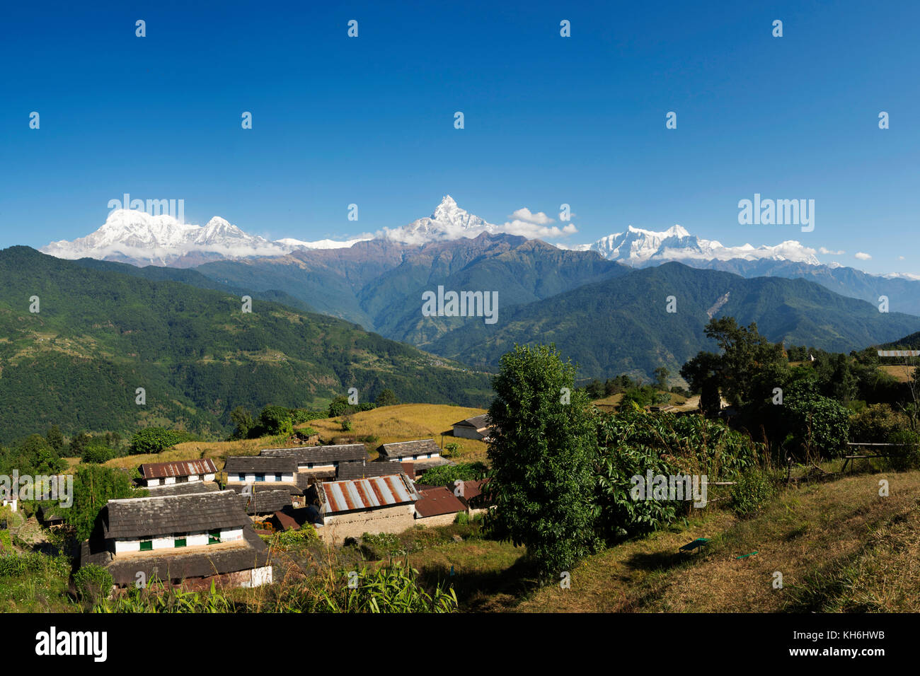 Village de dhampus Népal près de Pokhara Banque D'Images