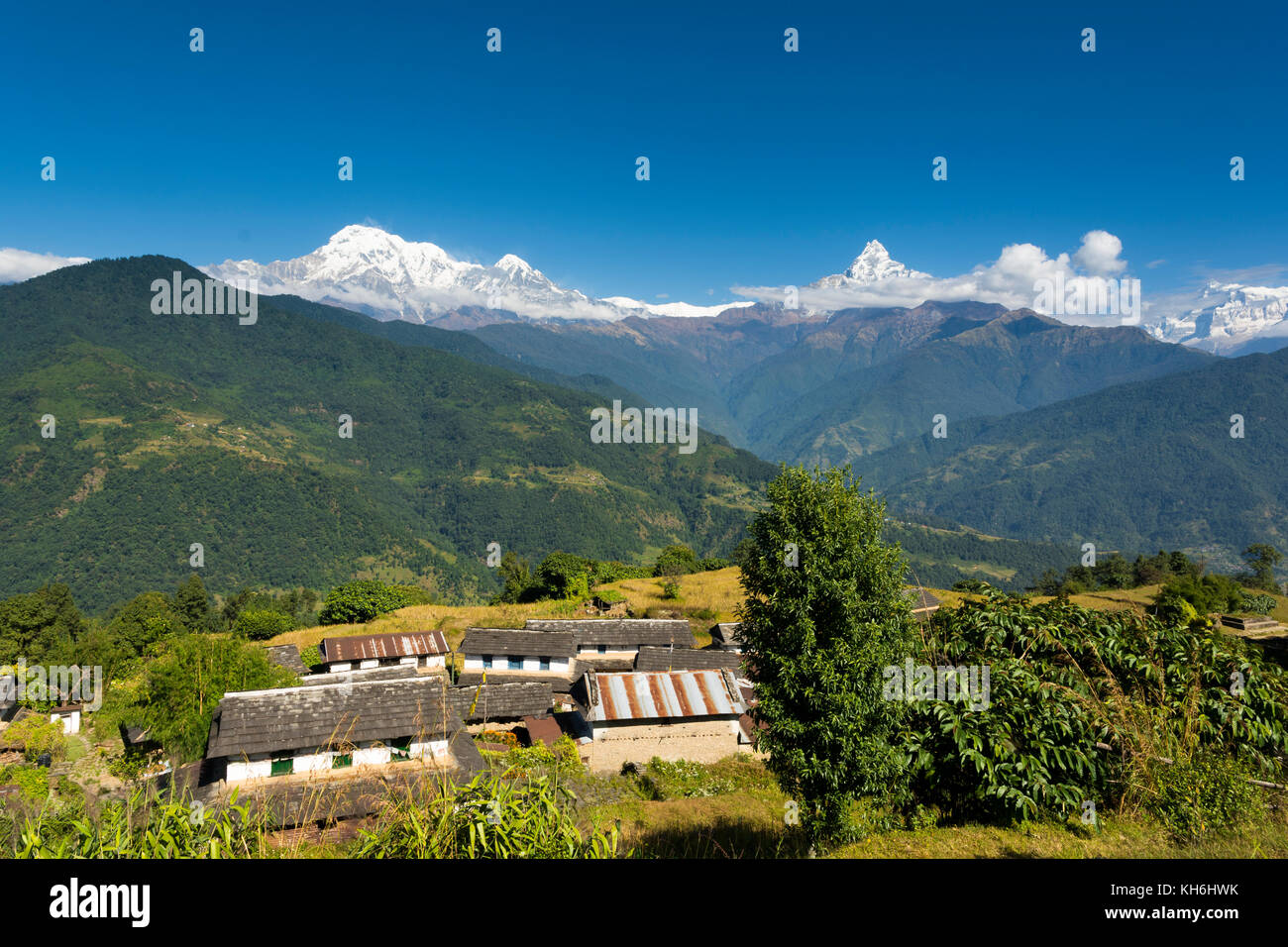 Village de dhampus Népal près de Pokhara Banque D'Images