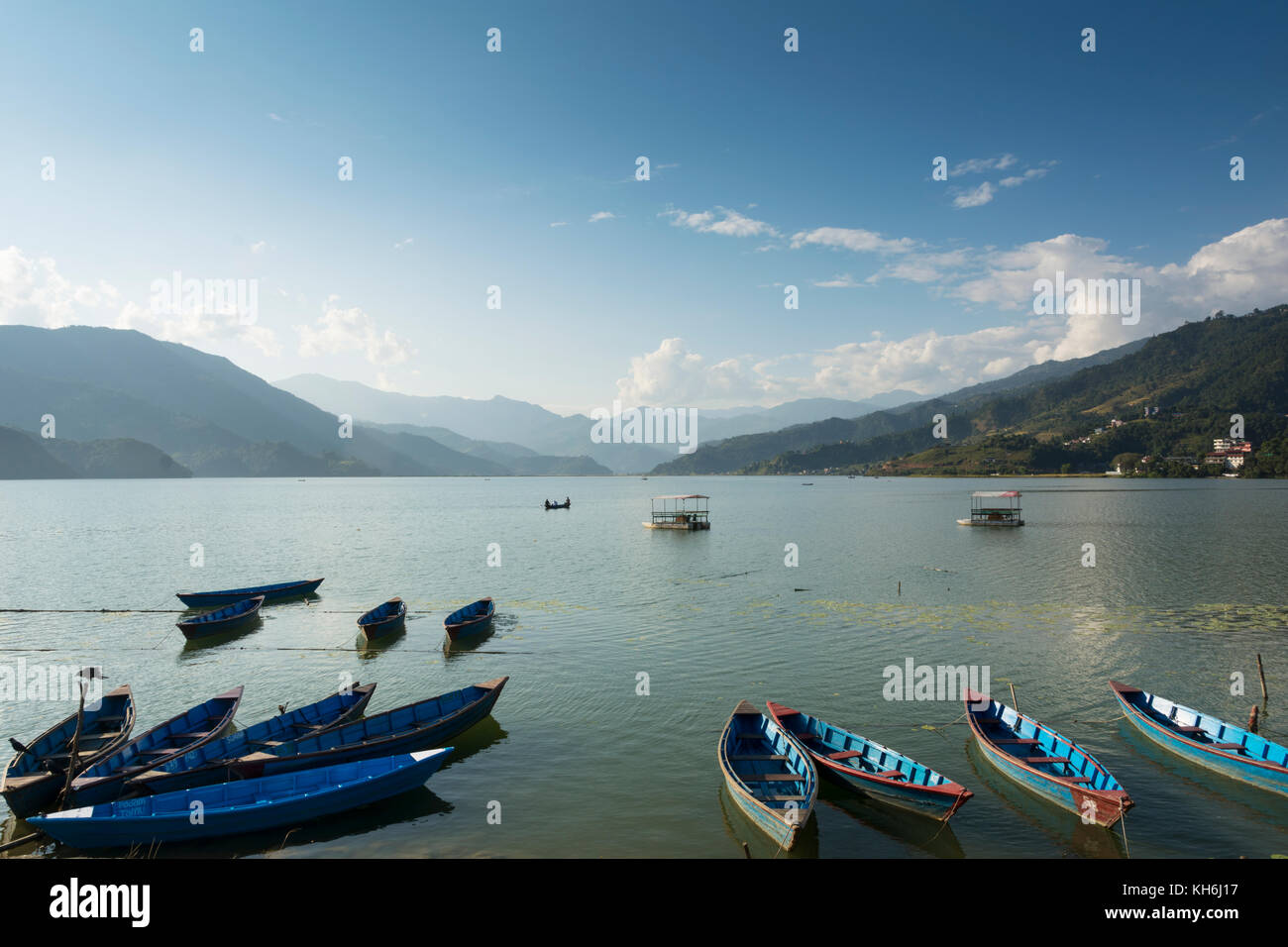 Lac Fewa de Pokhara, Népal Banque D'Images