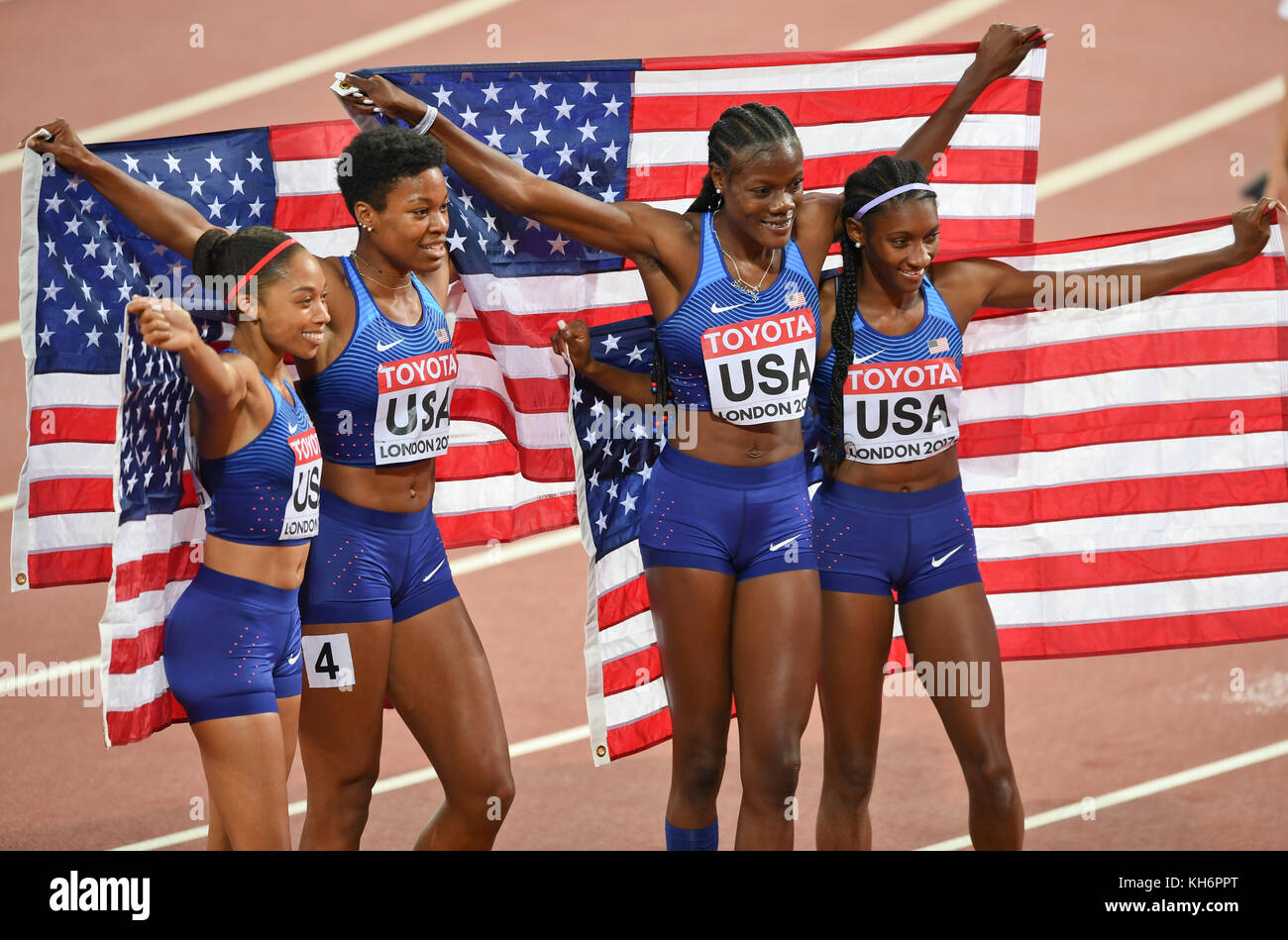 Équipe des États-Unis - Médaille d'or du relais 4x400 - Championnats du monde IAAF - Londres 2017 Banque D'Images