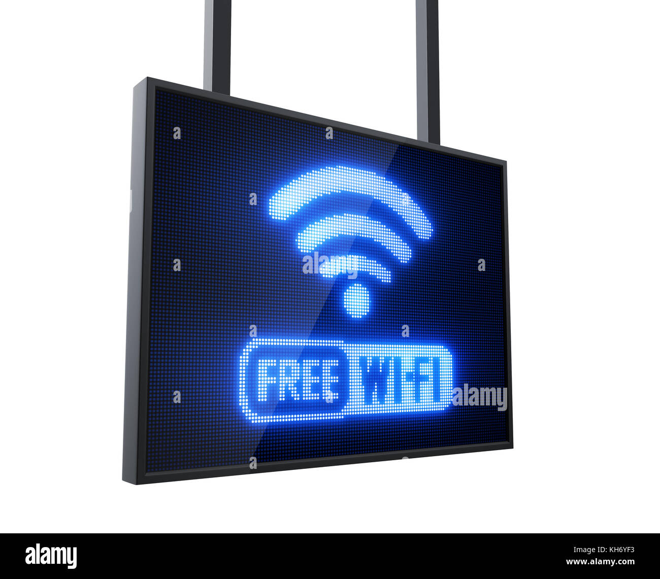 Une connexion Wi-Fi gratuite signe mené isolé sur fond blanc Banque D'Images