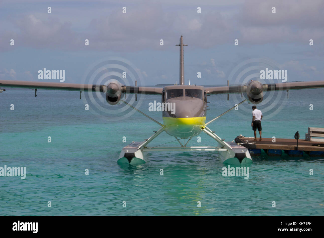 Cheval Blanc' Airways DHC-6 Twin Otter hydravion avion à Randheli island, Maldives Banque D'Images