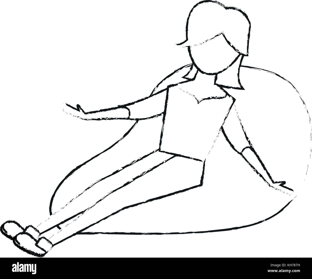 Jeune femme assise sur bean bag Illustration de Vecteur