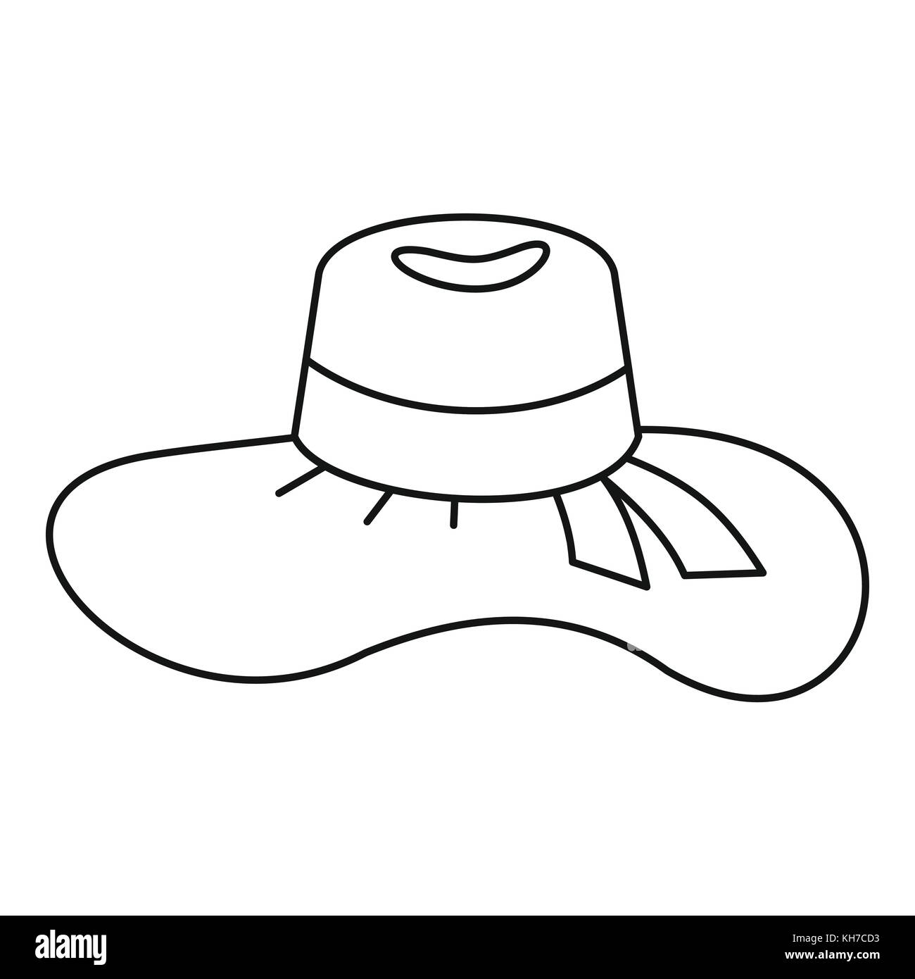 Chapeau femme, icône de style contour Image Vectorielle Stock - Alamy